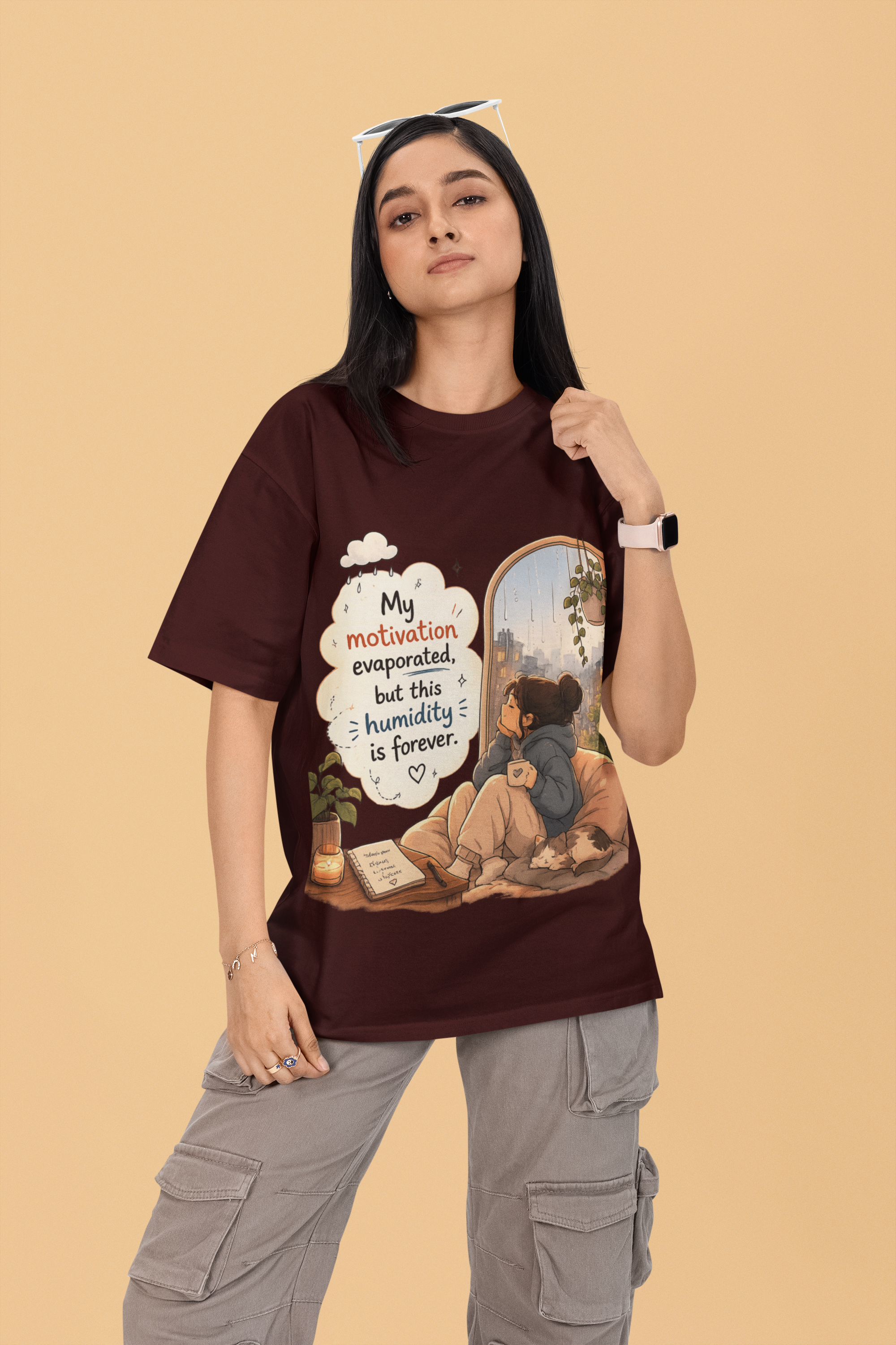 Snuggle Spot My Motivation Evaporated Mixed Shade Unisex Terry Oversized T-Shirt