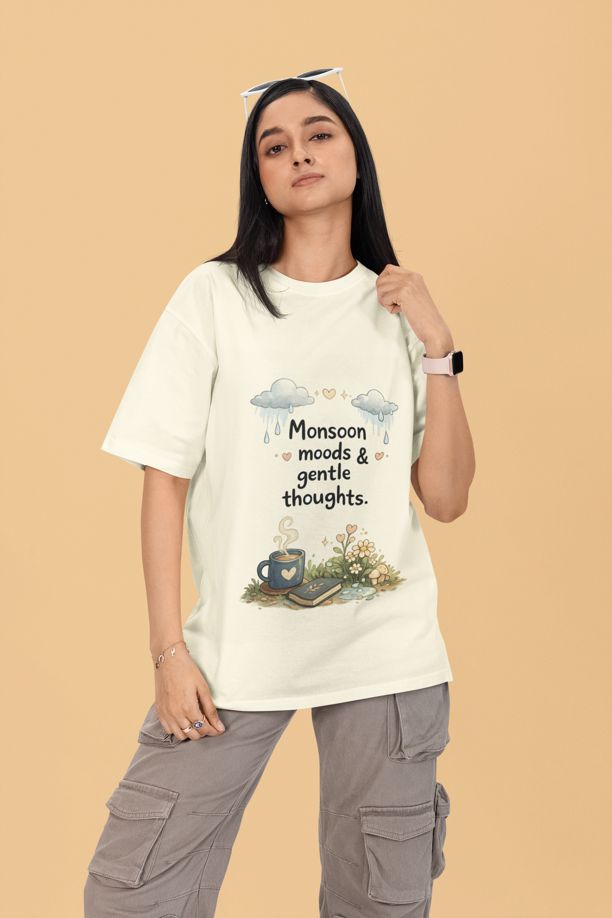 Snuggle Spot Monsoon Moods & Gentle Thoughts Lighter Shade Unisex Terry Oversized Tee