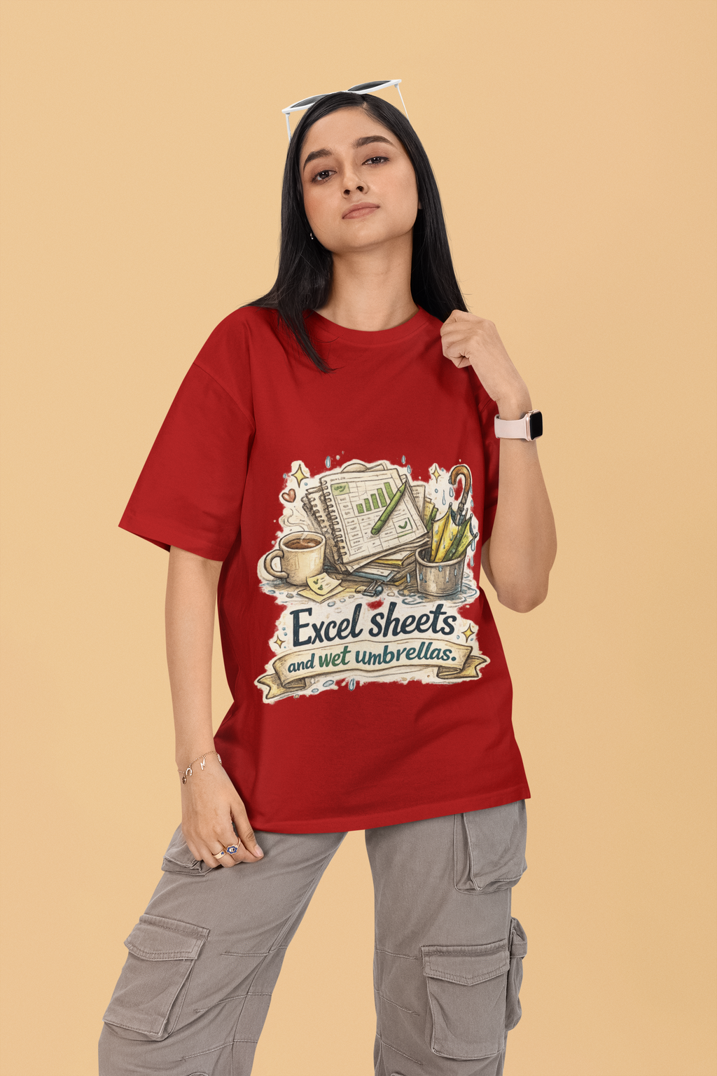 Snuggle Spot Excel Sheets and Wet Umbrellas Unisex Terry Oversized T-Shirt