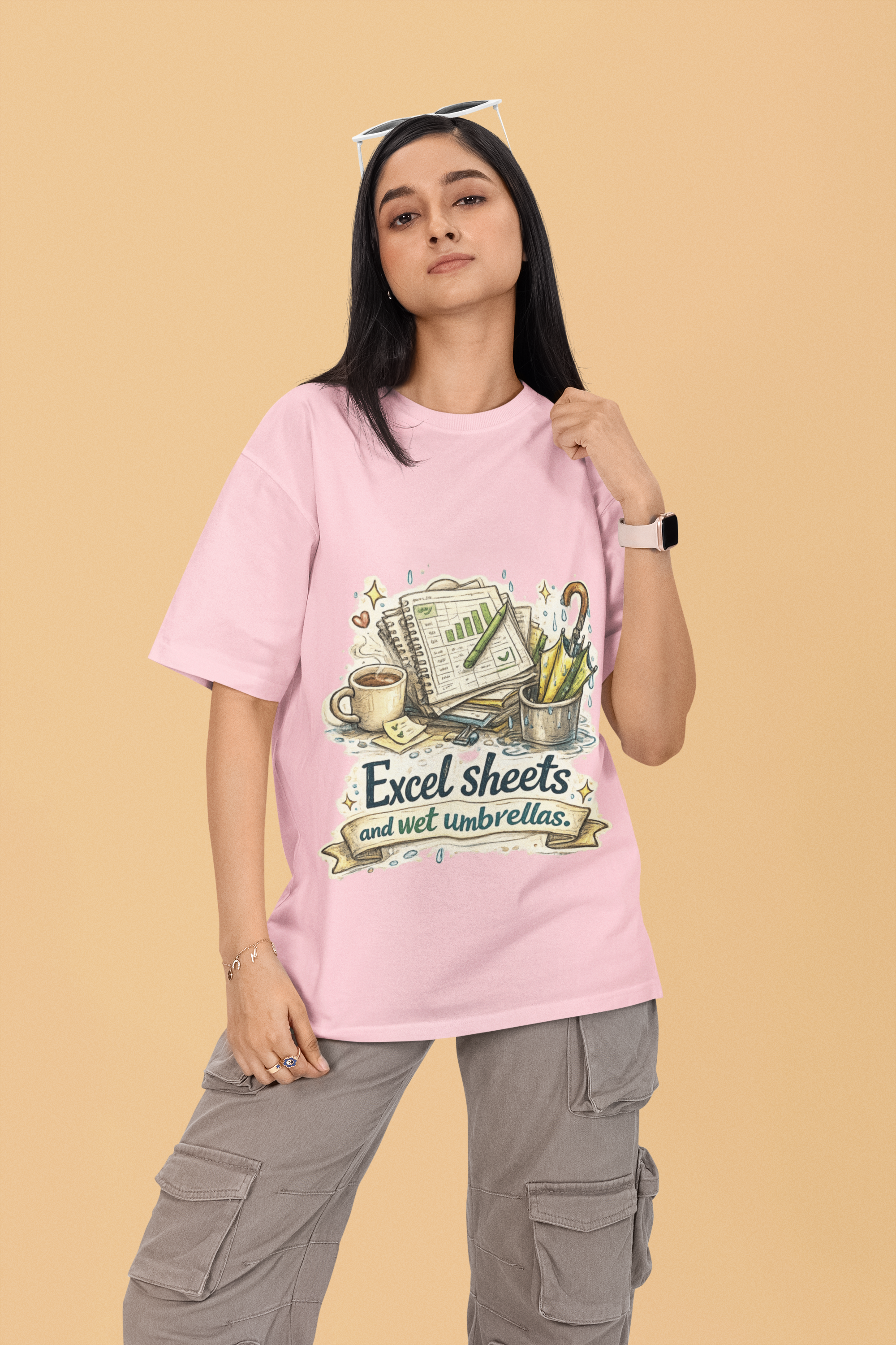 Snuggle Spot Excel Sheets and Wet Umbrellas Unisex Terry Oversized T-Shirt