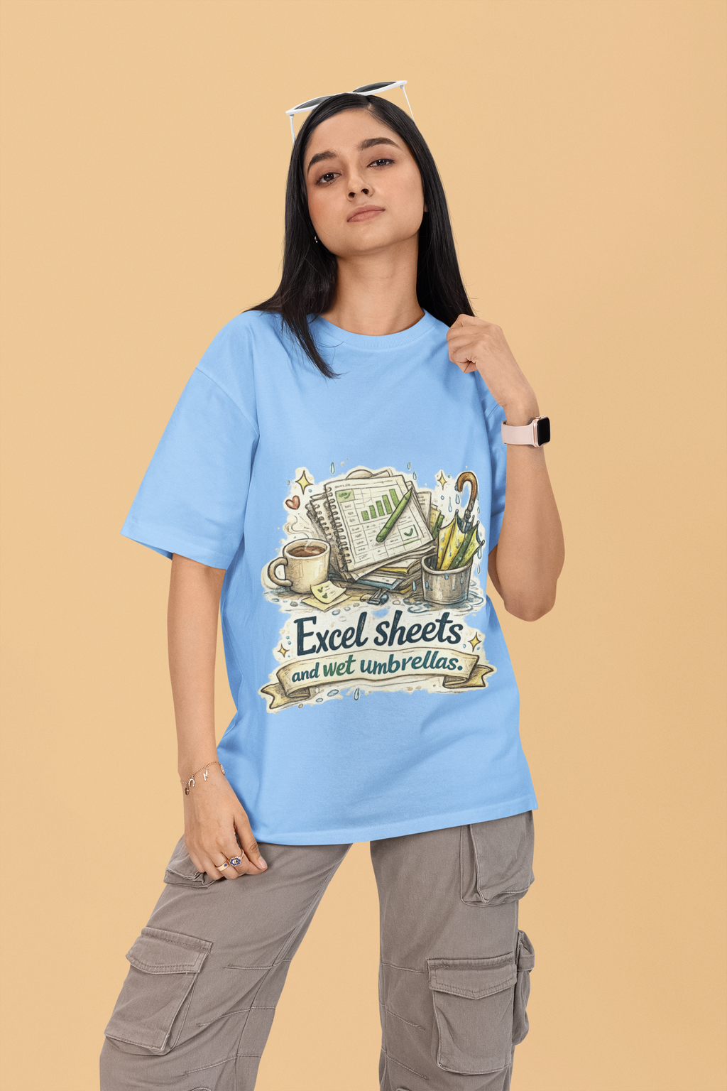 Snuggle Spot Excel Sheets and Wet Umbrellas Unisex Terry Oversized T-Shirt