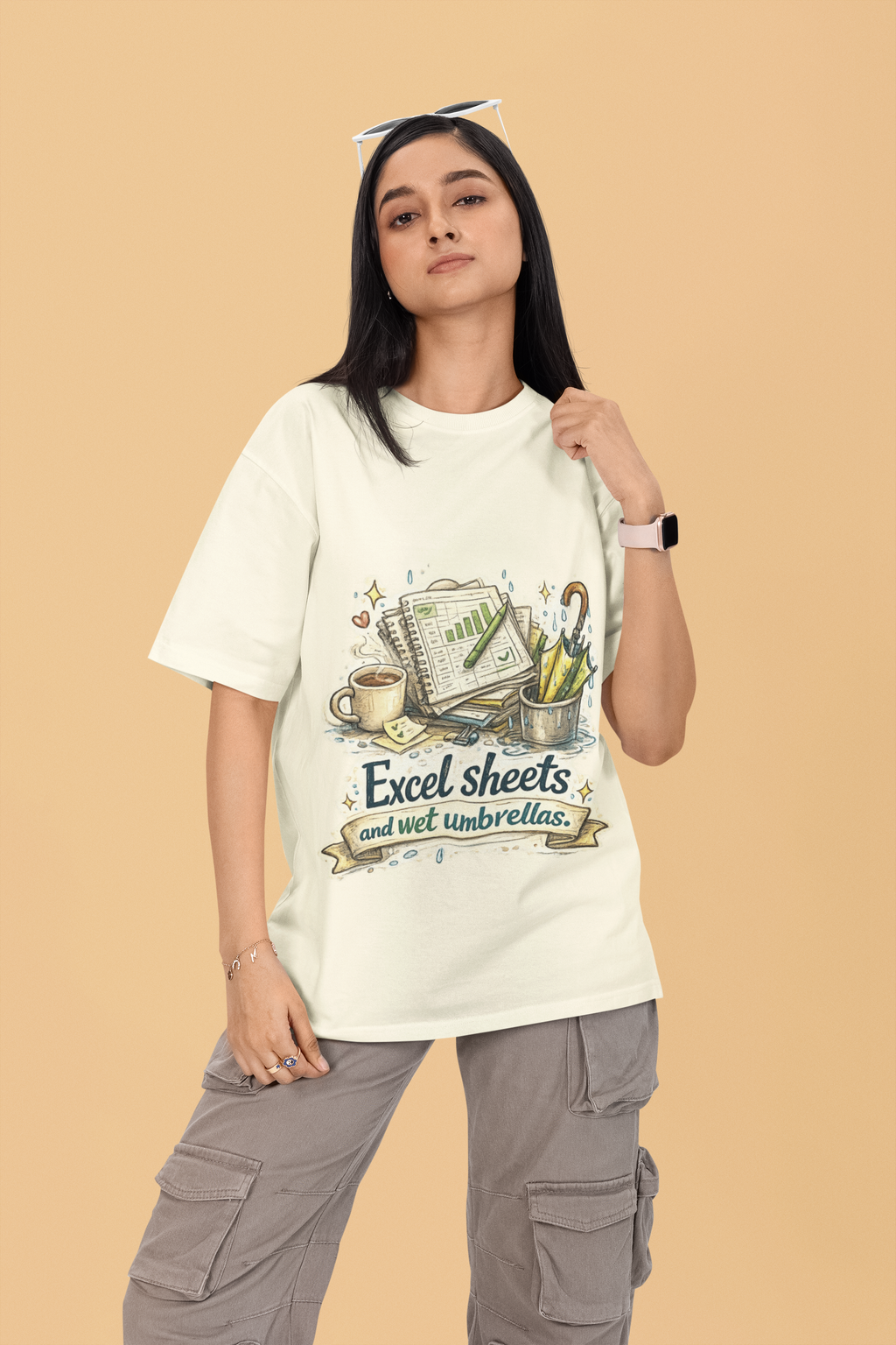 Snuggle Spot Excel Sheets and Wet Umbrellas Unisex Terry Oversized T-Shirt