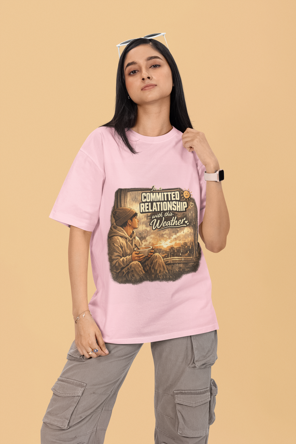 Snuggle Spot In A Committed Relationship Mixed Shade Unisex Terry Oversized T-Shirt
