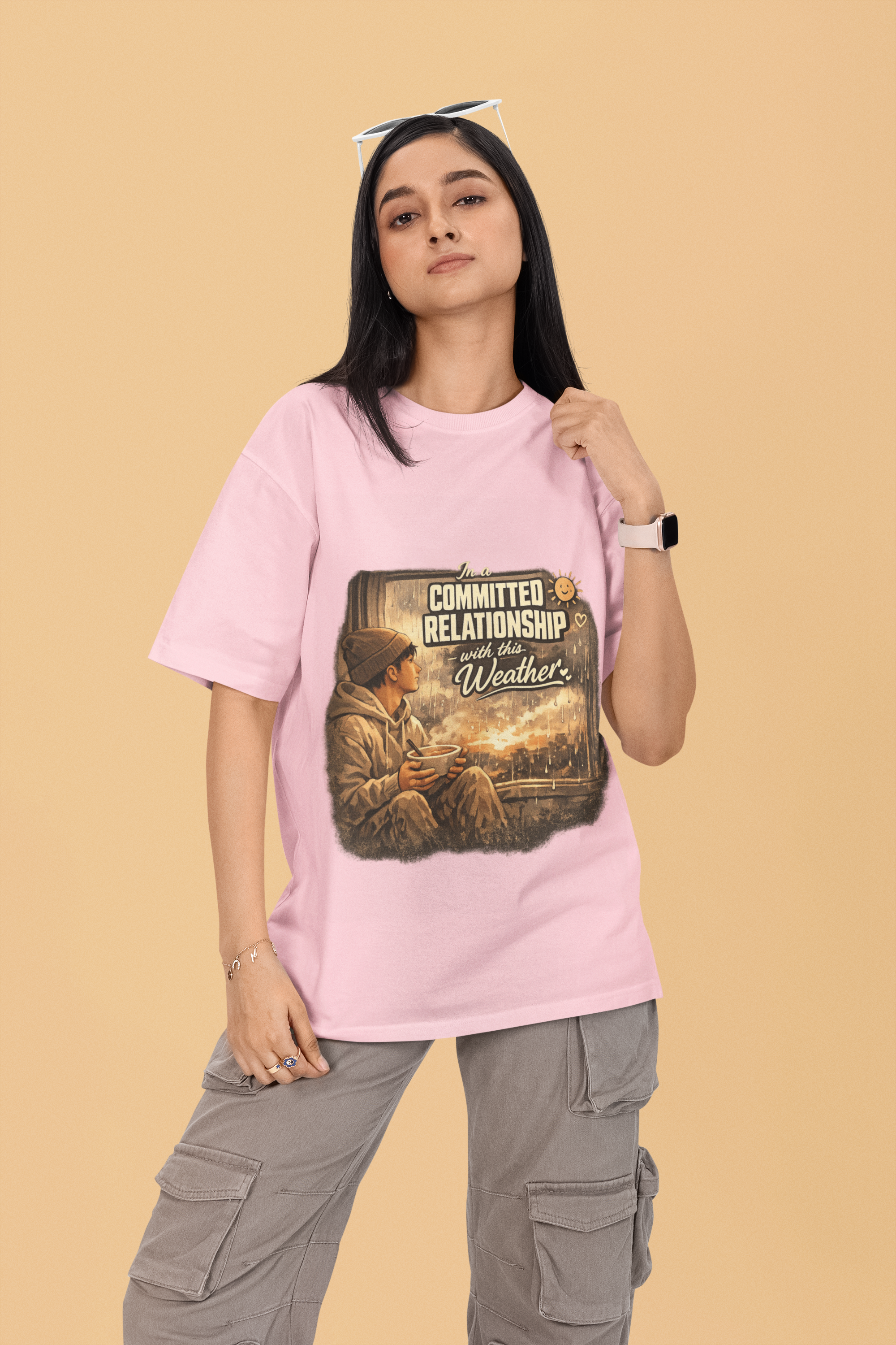 Snuggle Spot In A Committed Relationship Mixed Shade Unisex Terry Oversized T-Shirt