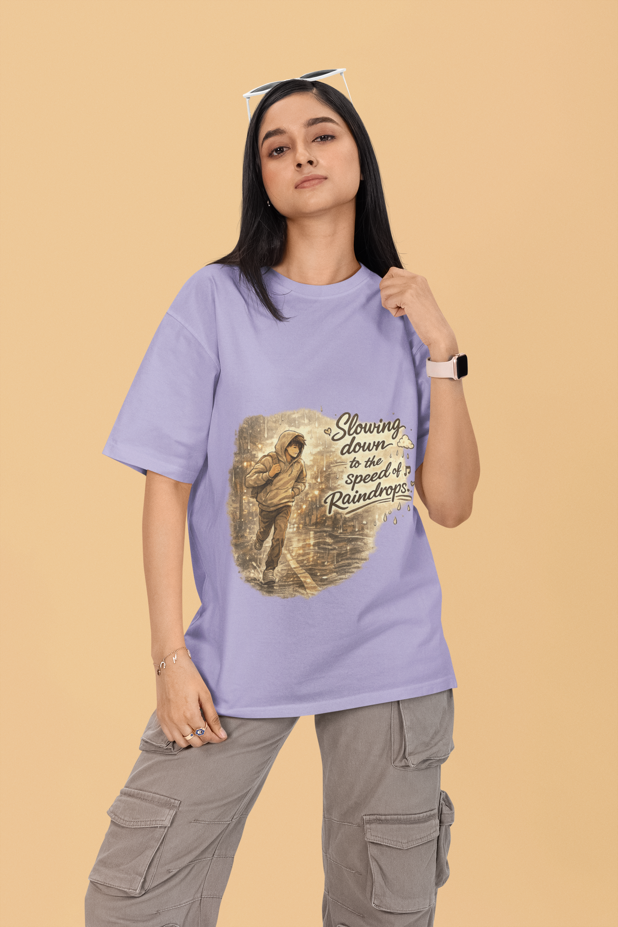 Snuggle Spot Slowing Down to the Speed of Raindrops Mixed Shade Unisex Terry Oversized T-Shirt