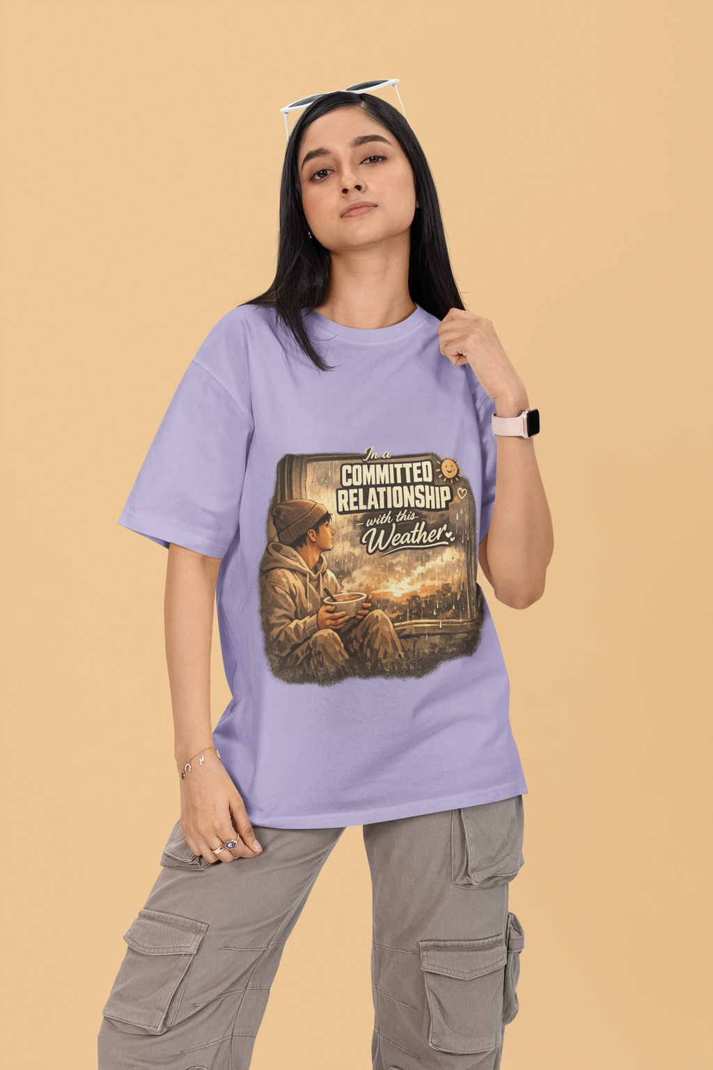 Snuggle Spot In A Committed Relationship Mixed Shade Unisex Terry Oversized T-Shirt