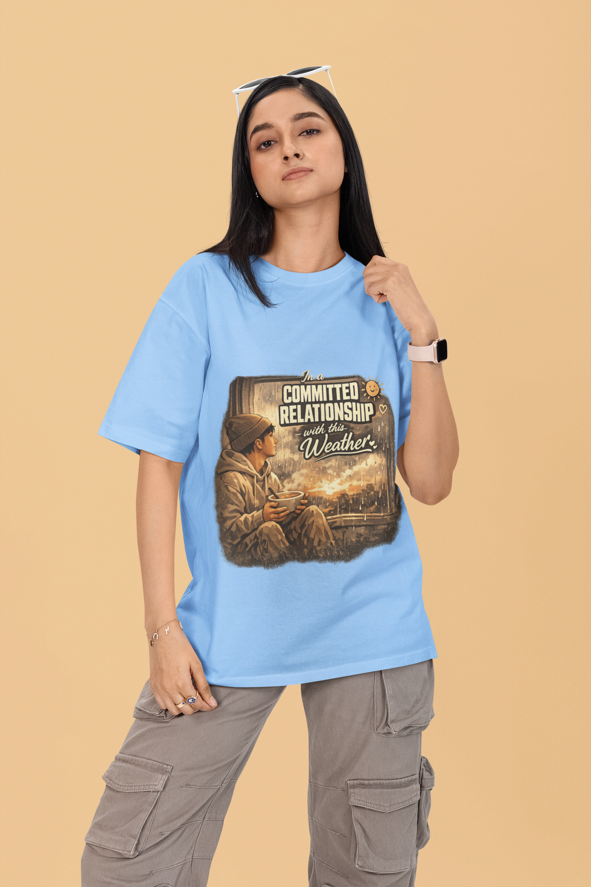 Snuggle Spot In A Committed Relationship Mixed Shade Unisex Terry Oversized T-Shirt