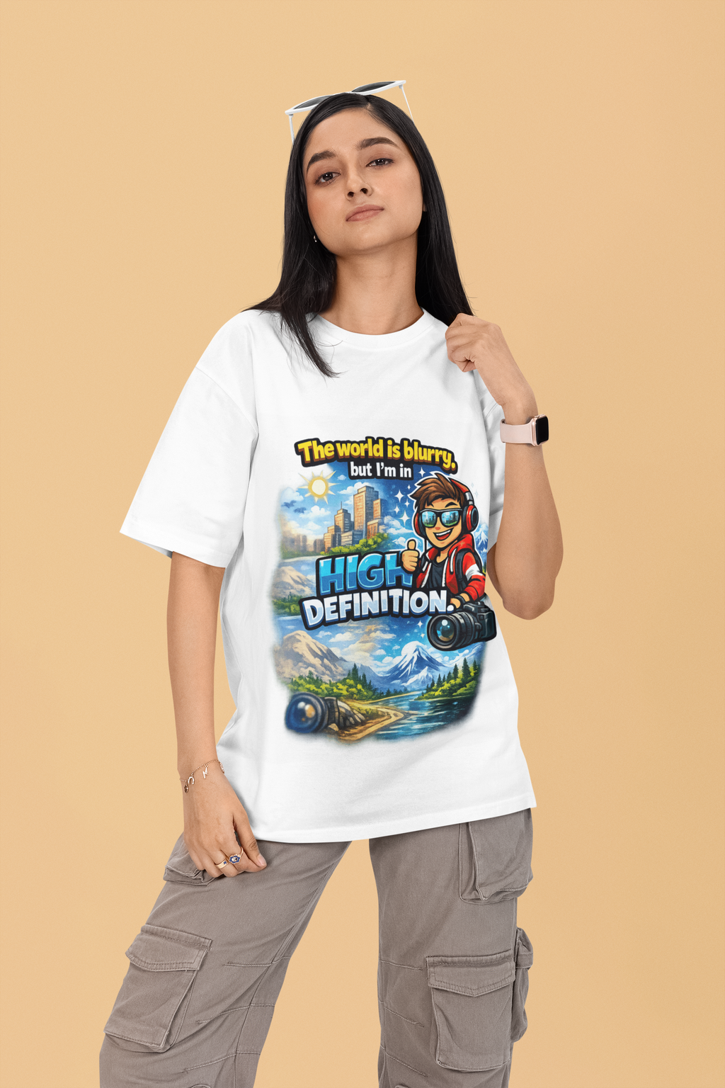 Snuggle Spot The World is blurry Mixed Shade Unisex Oversized T-Shirt