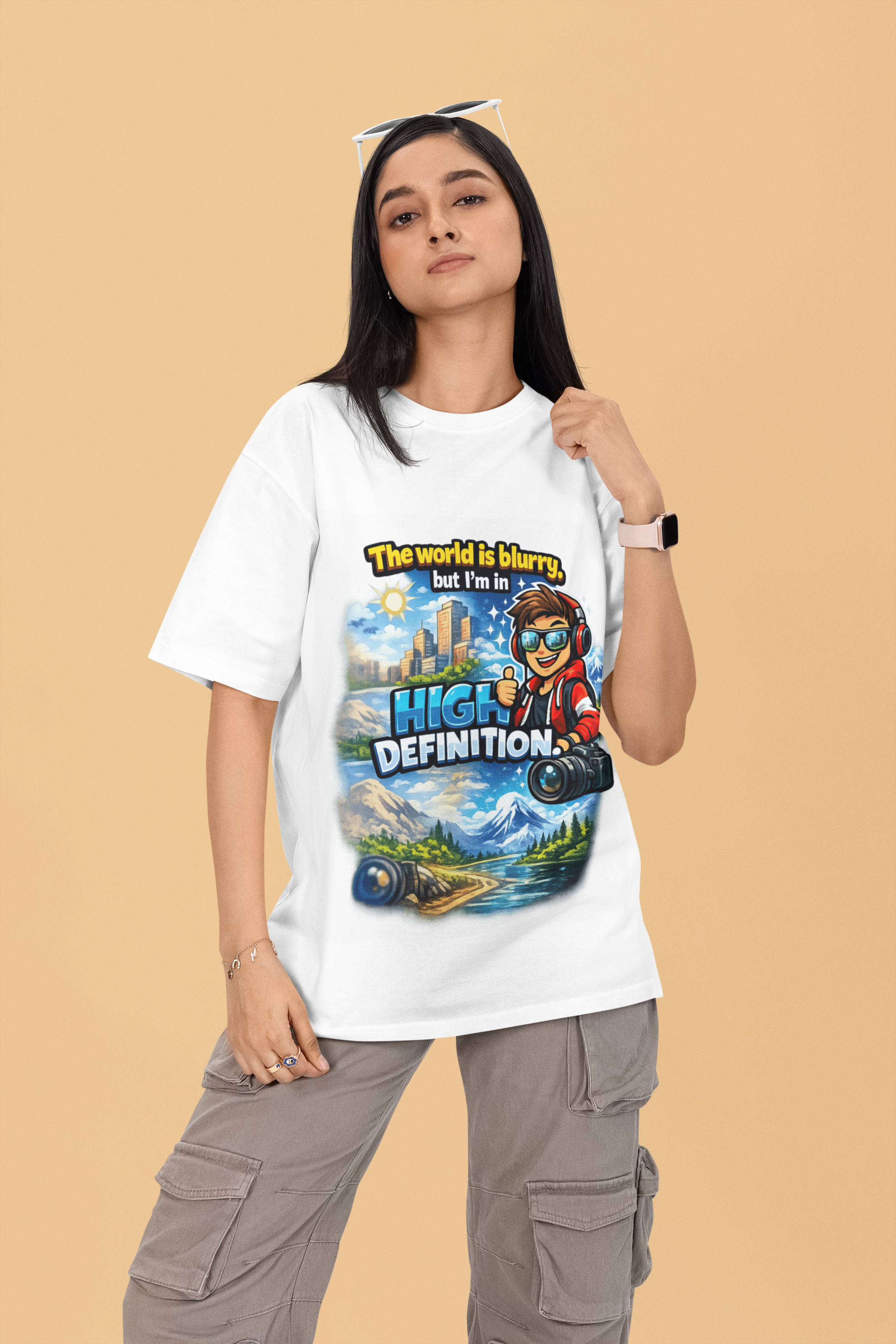 Snuggle Spot The World is blurry Mixed Shade Unisex Oversized T-Shirt