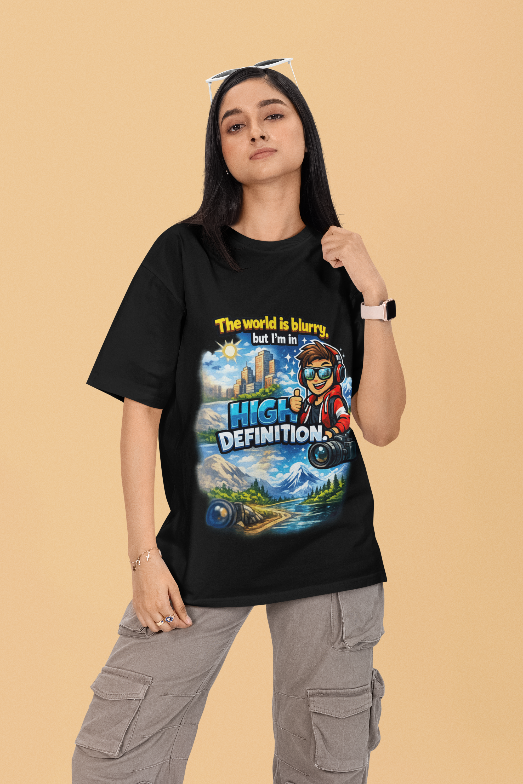 Snuggle Spot The World is blurry Mixed Shade Unisex Oversized T-Shirt