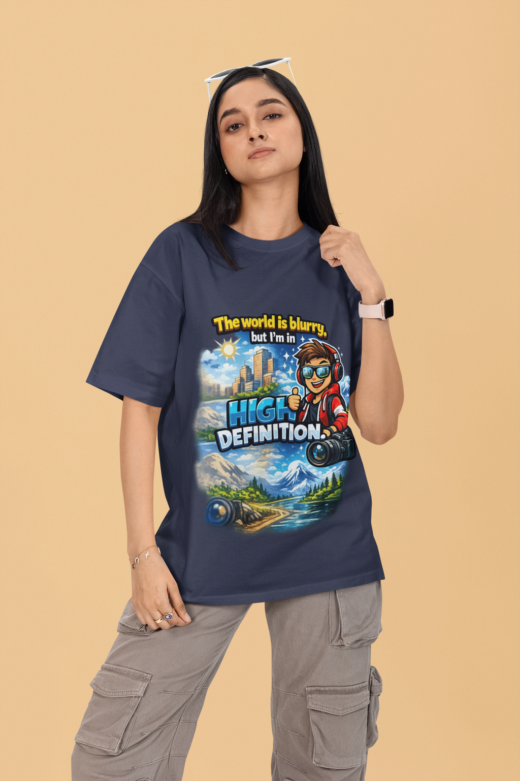 Snuggle Spot The World is blurry Mixed Shade Unisex Oversized T-Shirt