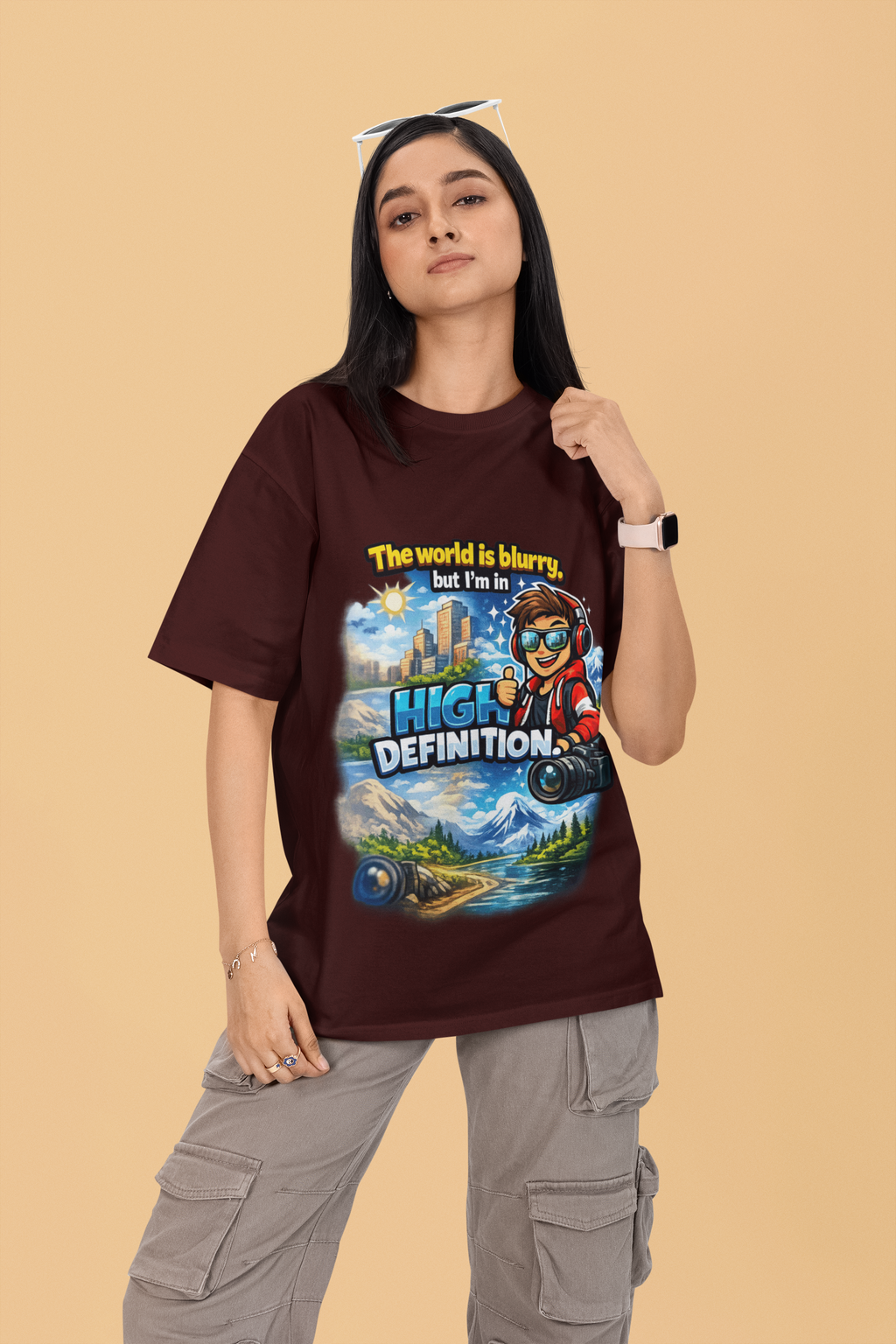 Snuggle Spot The World is blurry Mixed Shade Unisex Oversized T-Shirt