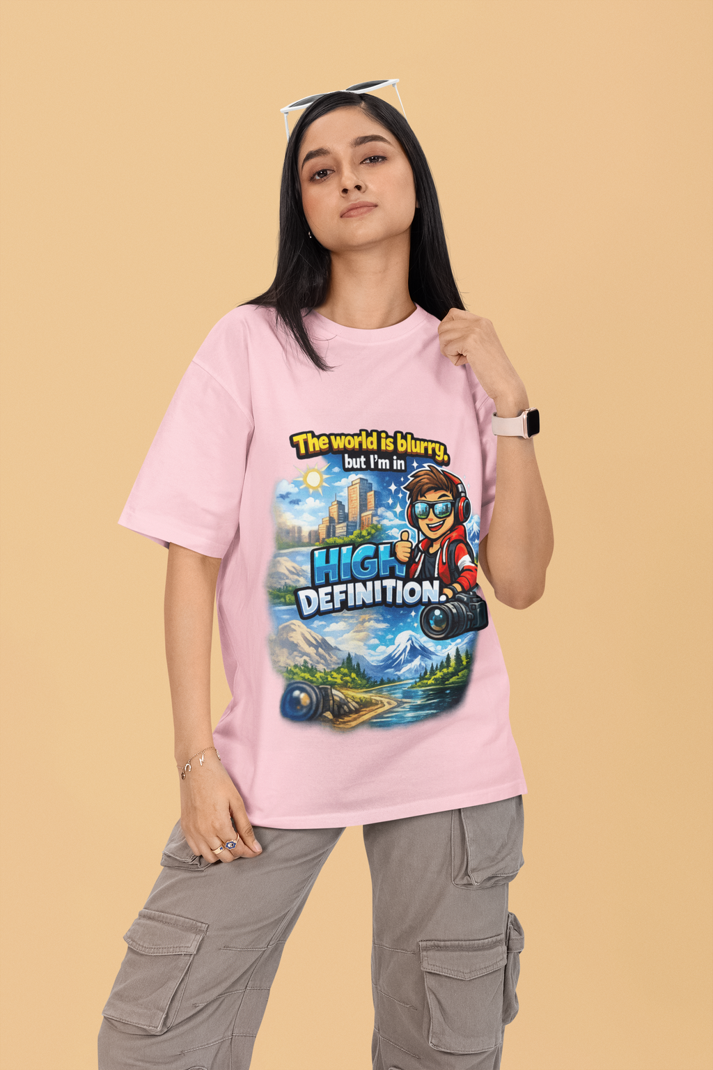 Snuggle Spot The World is blurry Mixed Shade Unisex Oversized T-Shirt