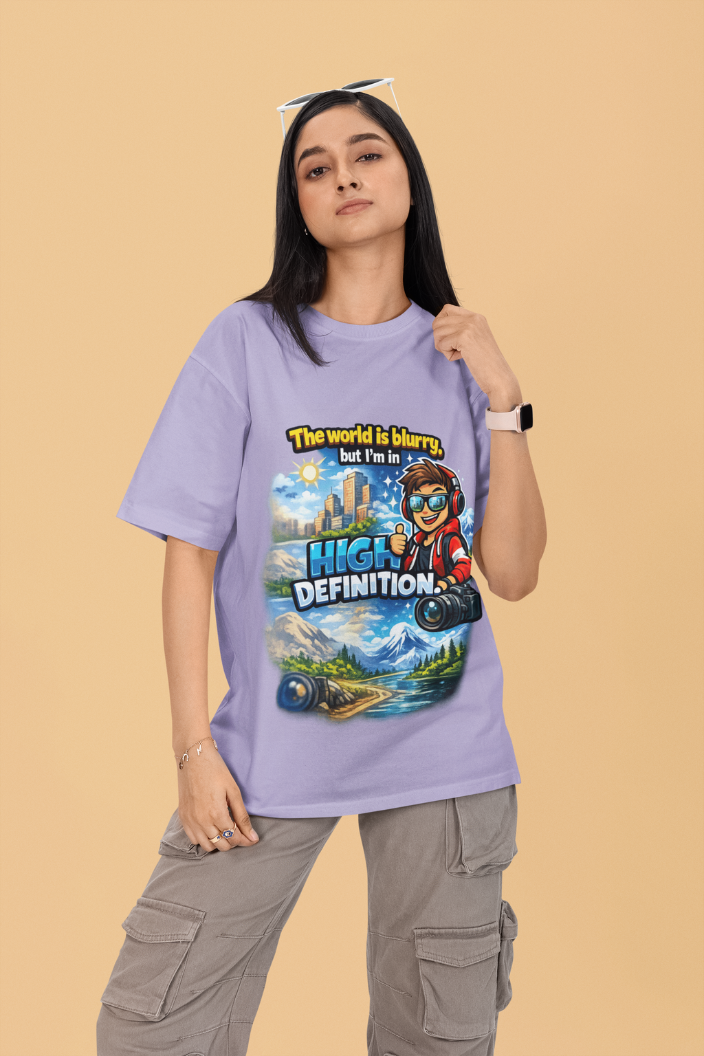 Snuggle Spot The World is blurry Mixed Shade Unisex Oversized T-Shirt