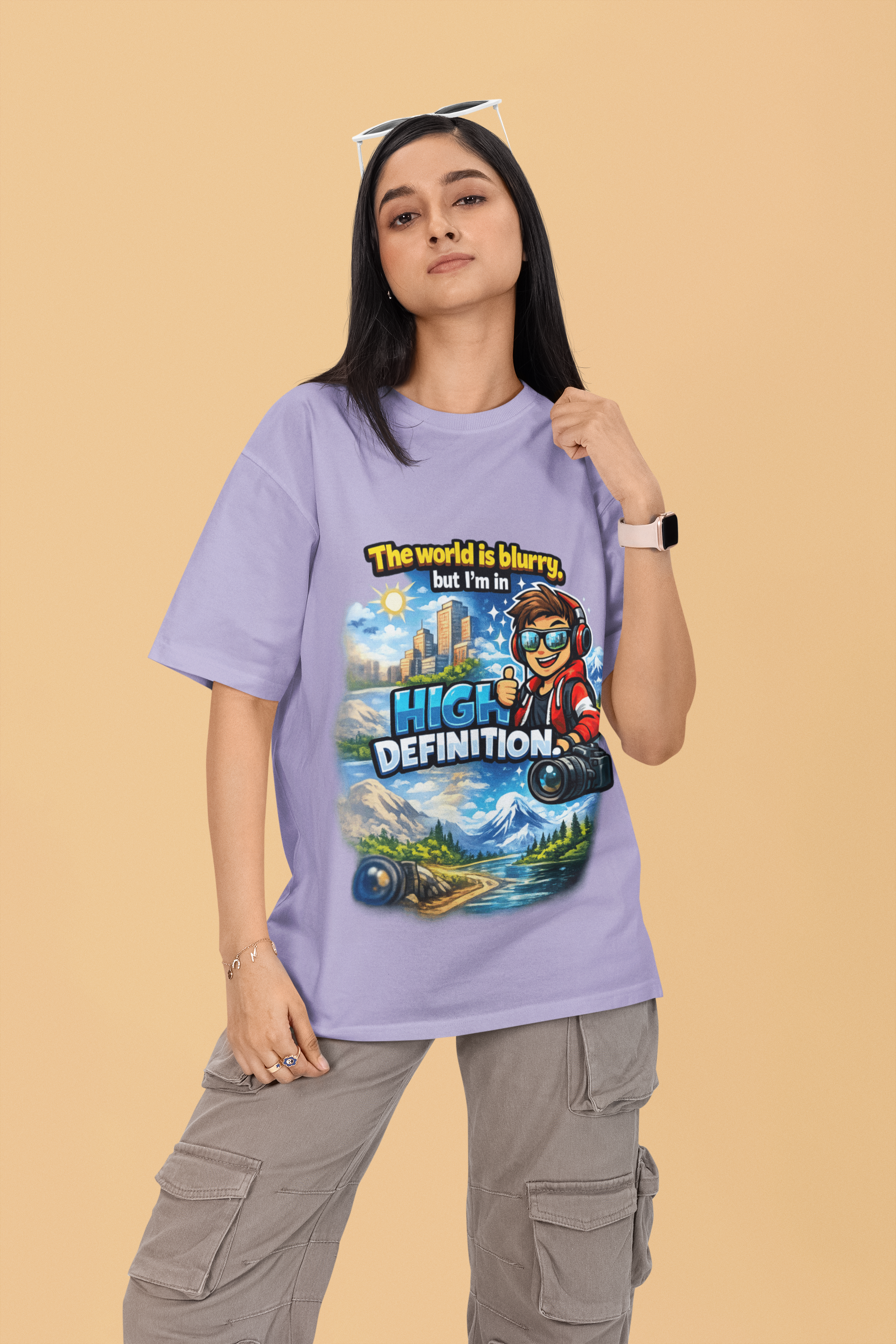 Snuggle Spot The World is blurry Mixed Shade Unisex Oversized T-Shirt