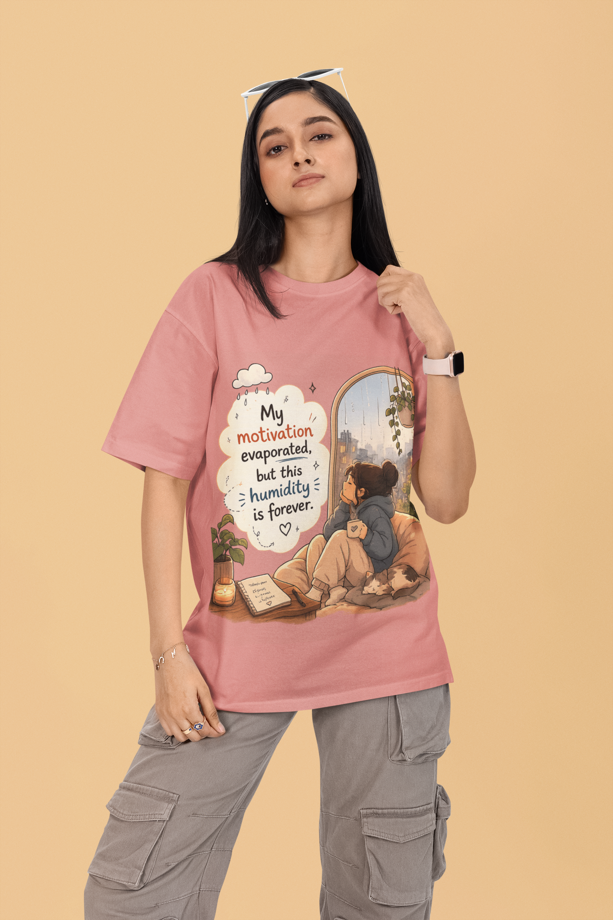 Snuggle Spot My Motivation Evaporated Mixed Shade Unisex Terry Oversized T-Shirt