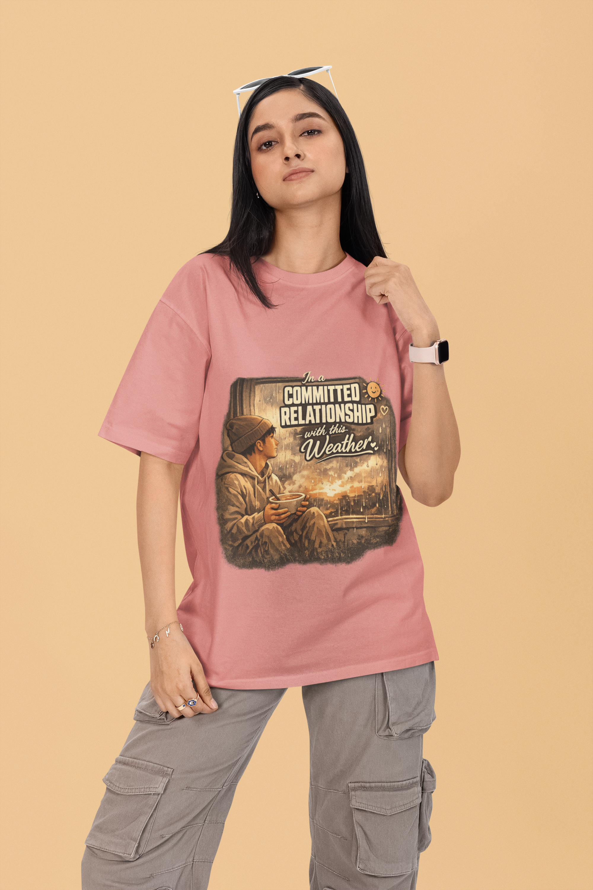 Snuggle Spot In A Committed Relationship Mixed Shade Unisex Terry Oversized T-Shirt