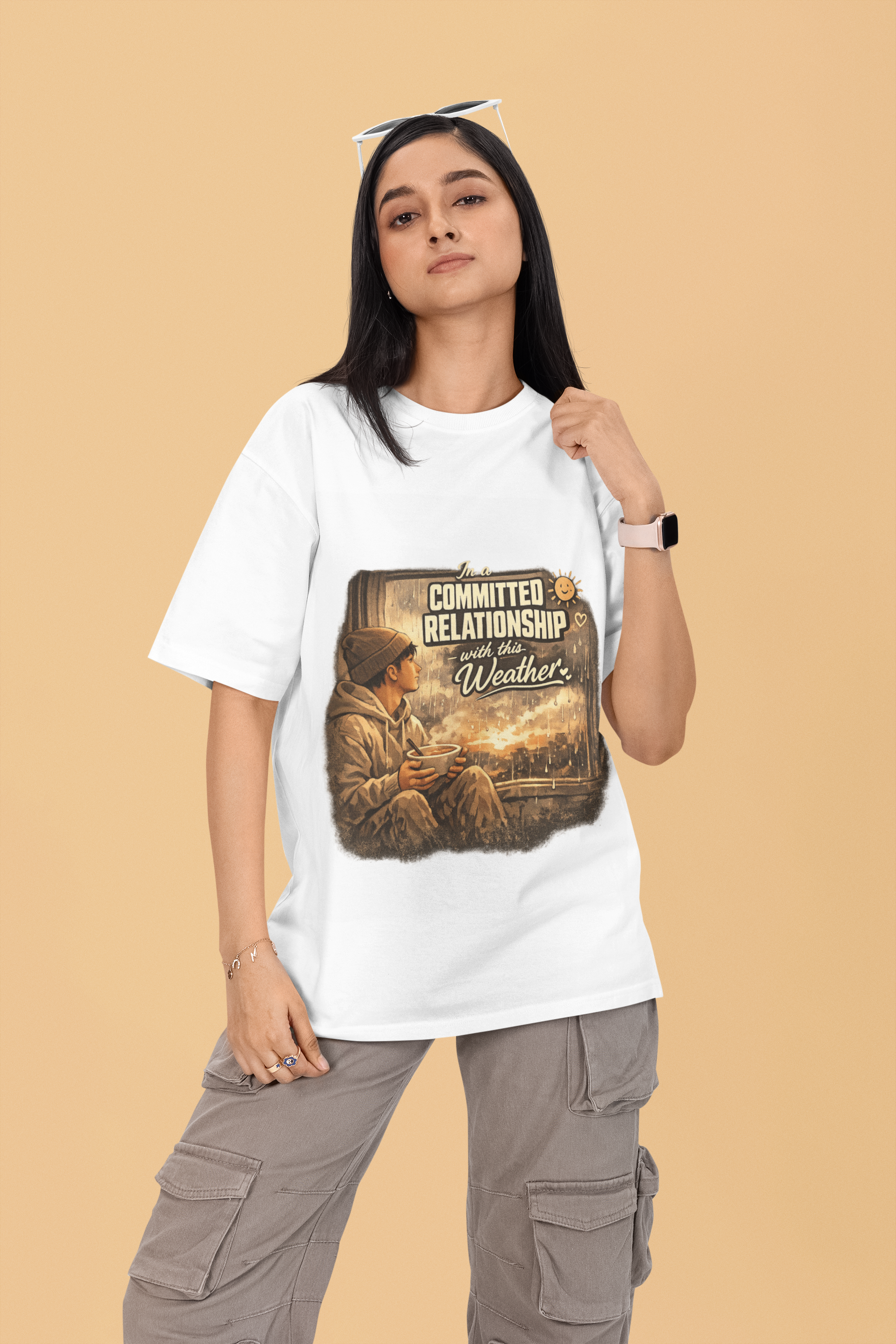 Snuggle Spot In A Committed Relationship Mixed Shade Unisex Terry Oversized T-Shirt