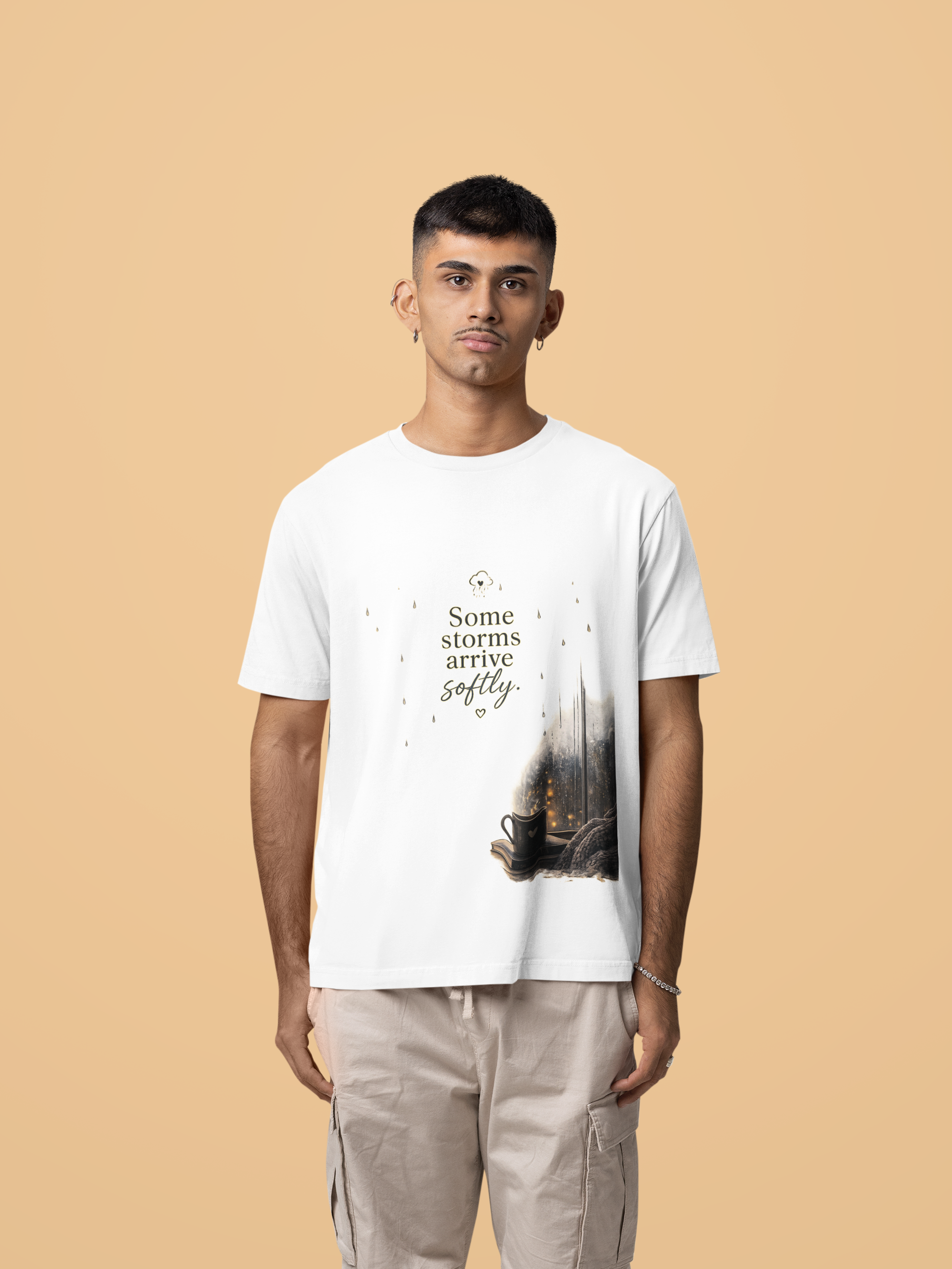 Snuggle Spot Some Storms Arrive Softly Lighter Shade Unisex Oversized T-Shirt