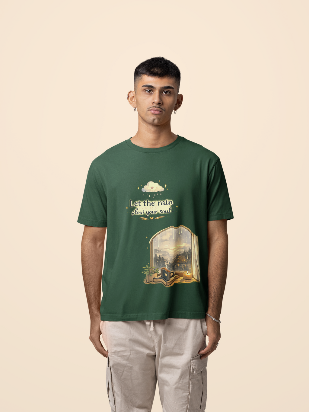 Snuggle Spot Let the rain Slow Your Soul Darker Shade Unisex Oversized T-Shirt