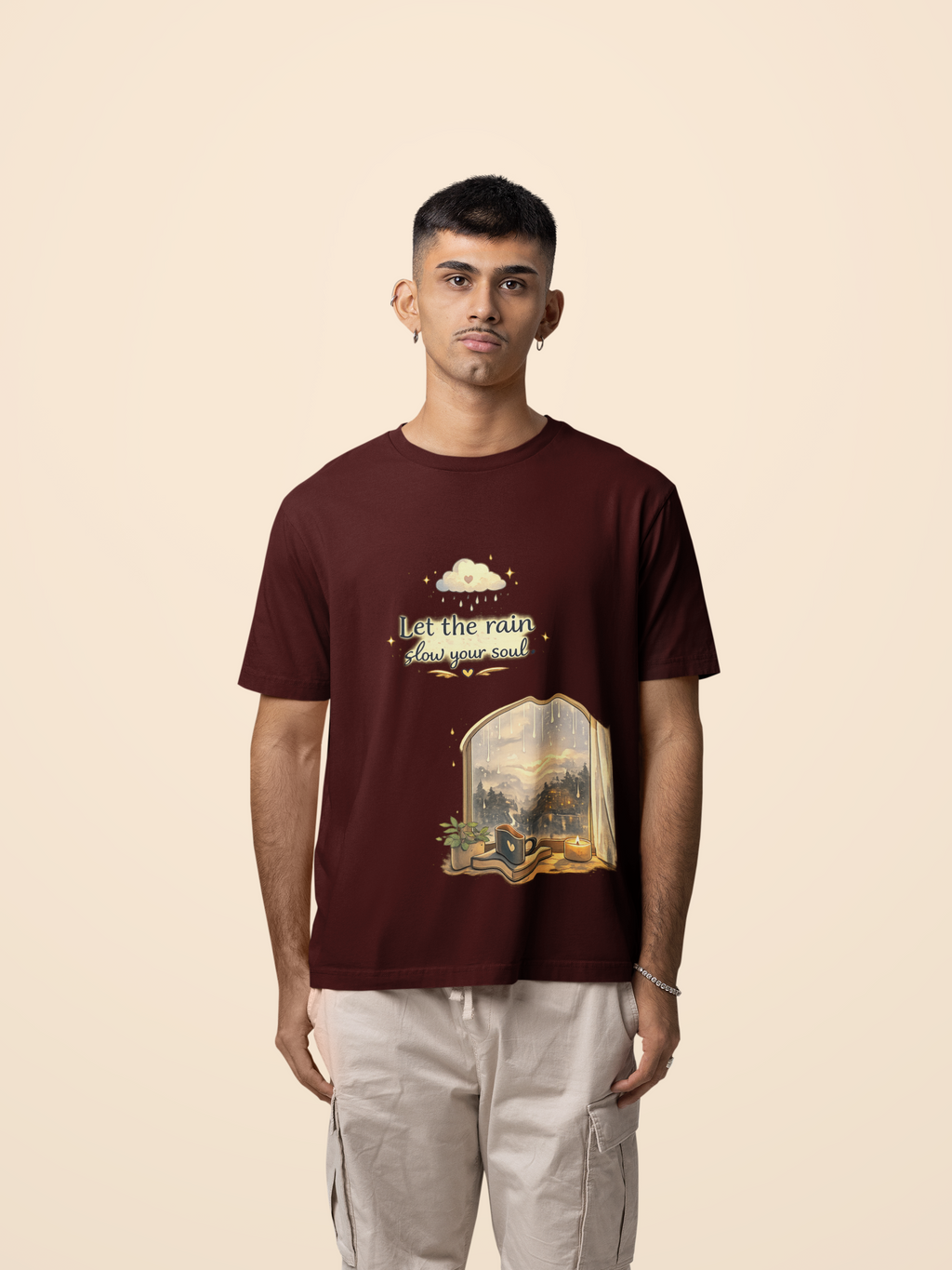 Snuggle Spot Let the rain Slow Your Soul Darker Shade Unisex Oversized T-Shirt