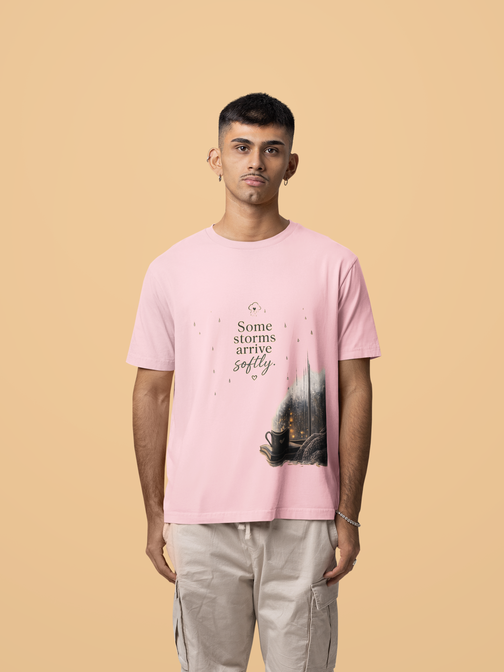 Snuggle Spot Some Storms Arrive Softly Lighter Shade Unisex Oversized T-Shirt