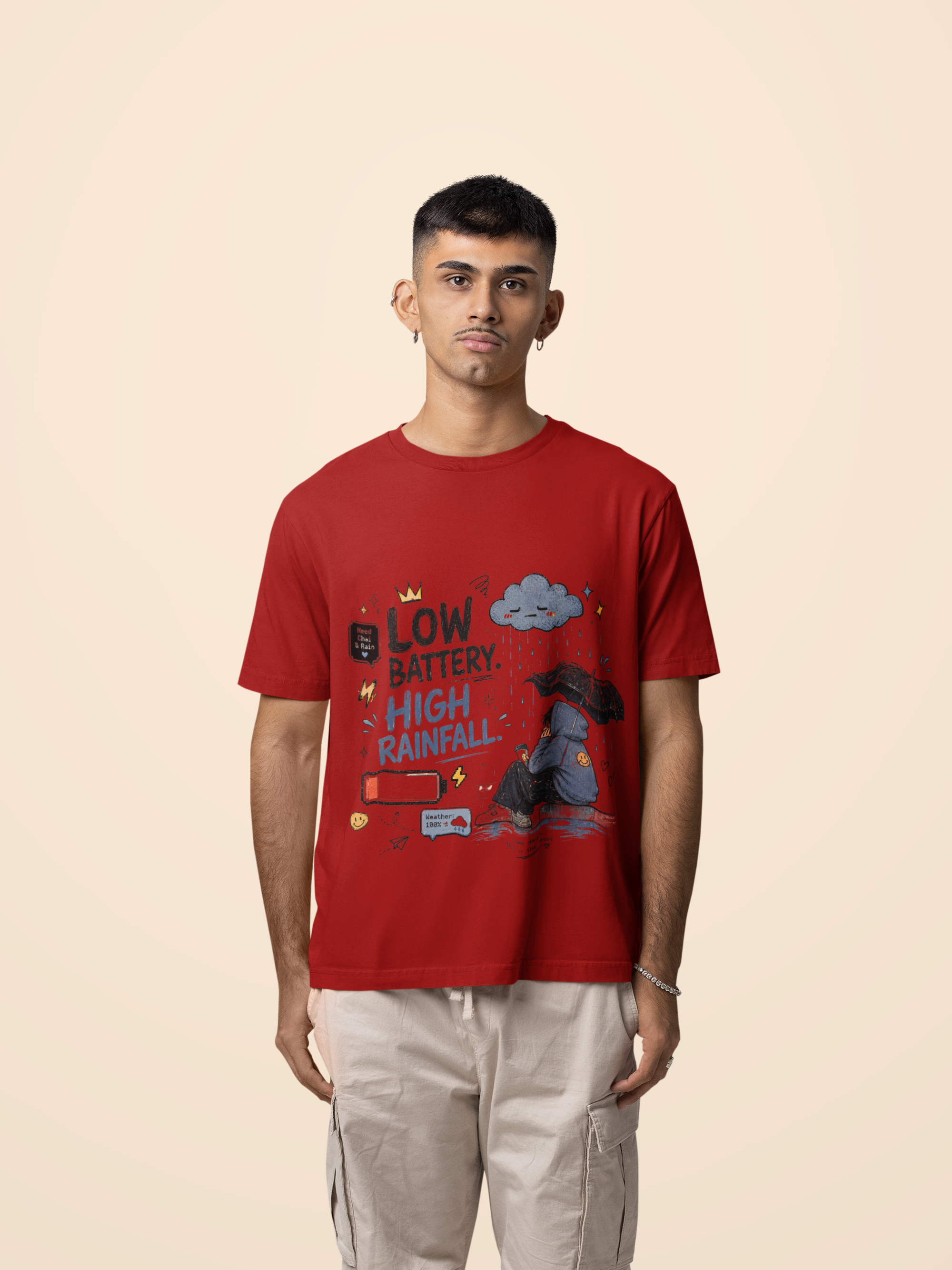 Snuggle Spot Low Battery High Rainfall Mixed Shade Unisex Oversized T-shirt
