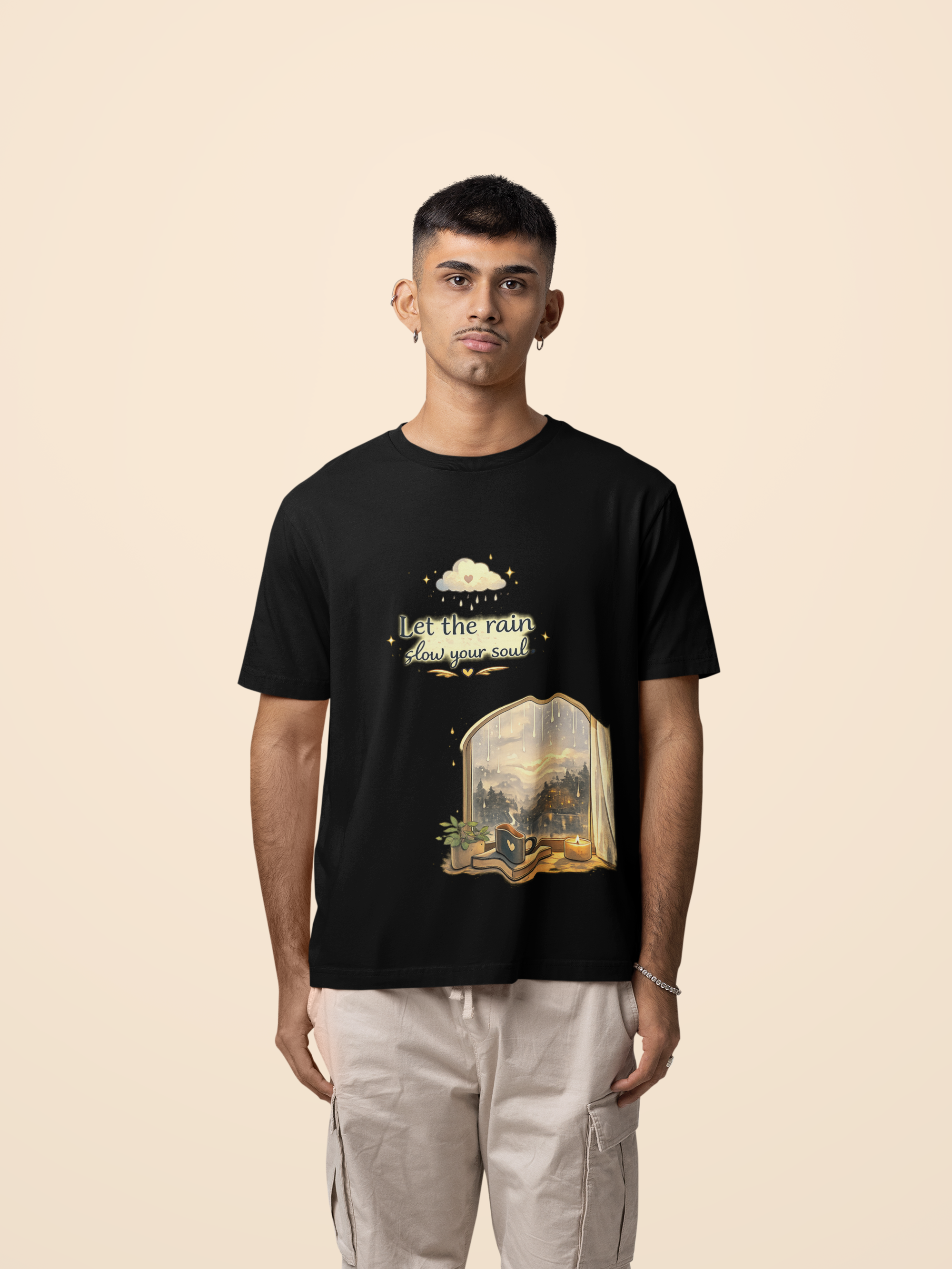 Snuggle Spot Let the rain Slow Your Soul Darker Shade Unisex Oversized T-Shirt
