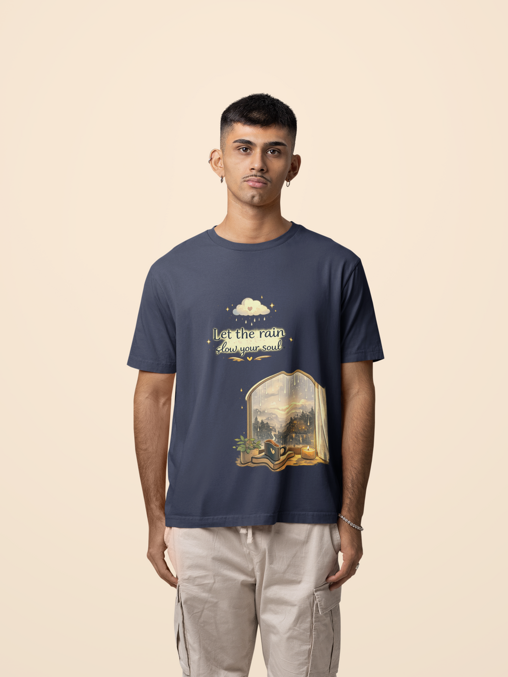 Snuggle Spot Let the rain Slow Your Soul Darker Shade Unisex Oversized T-Shirt