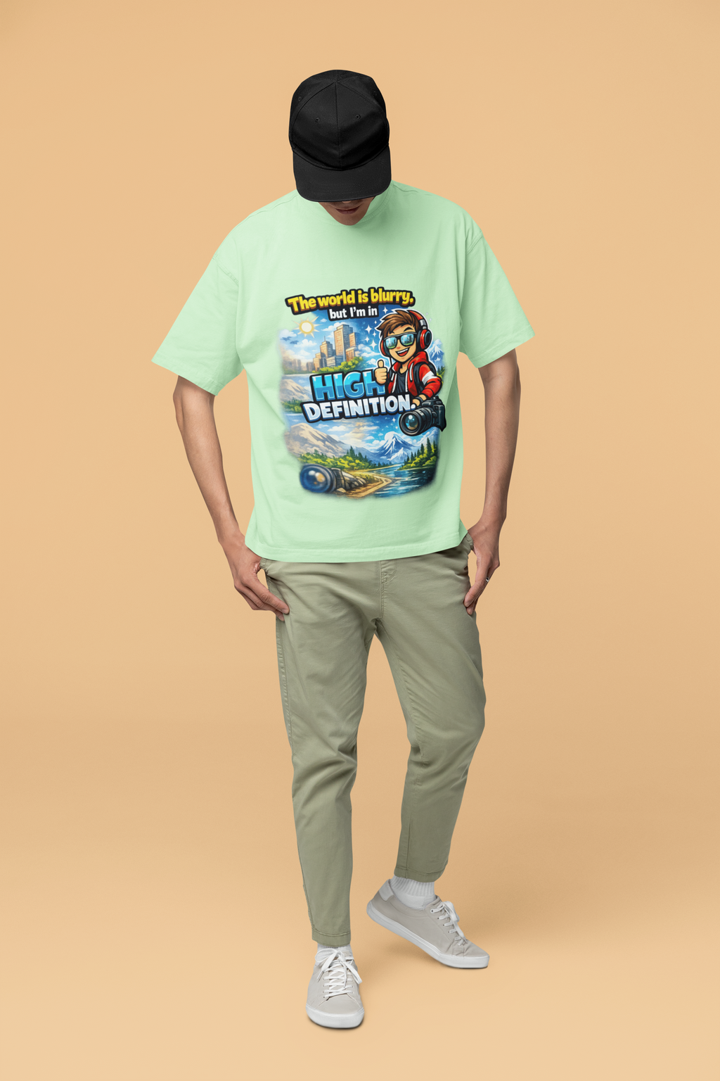 Snuggle Spot The World is blurry Mixed Shade Unisex Oversized T-Shirt