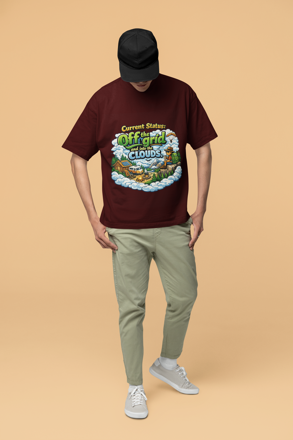 Snuggle Spot Current Status Mixed Shade Unisex Oversized T-Shirt