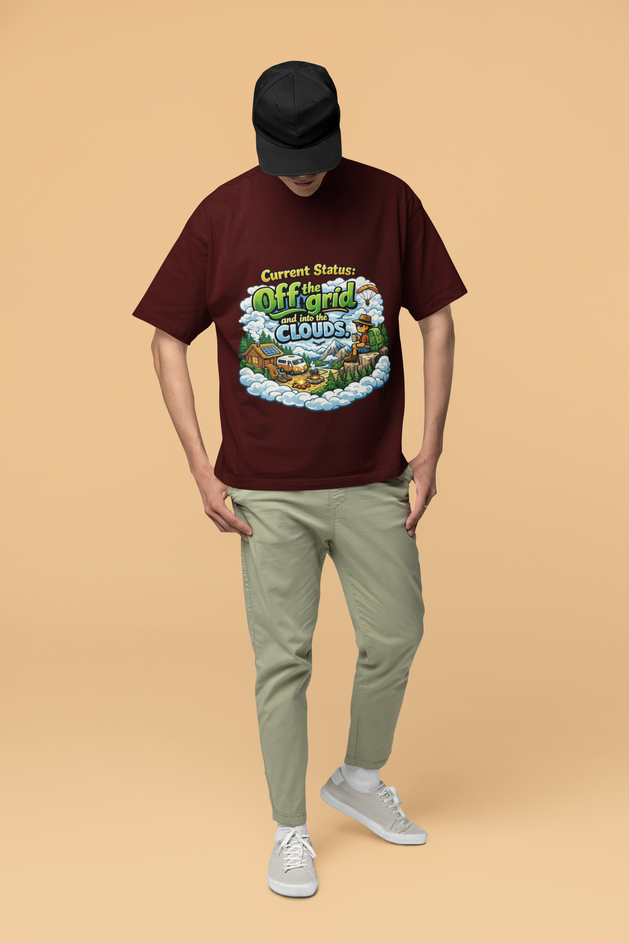 Snuggle Spot Current Status Mixed Shade Unisex Oversized T-Shirt