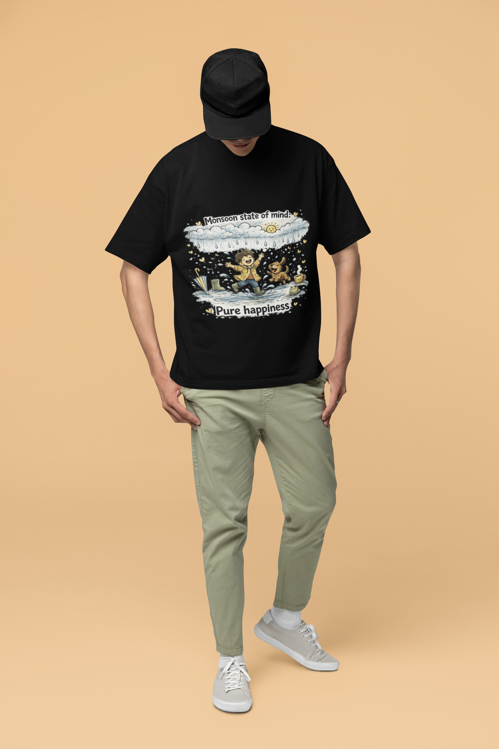Snuggle Spot Monsoon State of mind Mixed Shade Unisex Terry Oversized T-Shirt