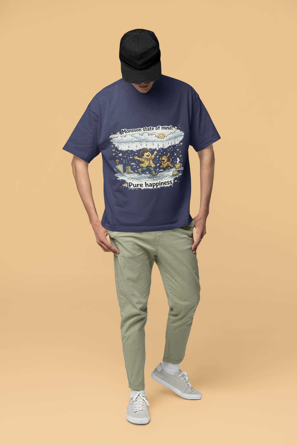 Snuggle Spot Monsoon State of mind Mixed Shade Unisex Terry Oversized T-Shirt