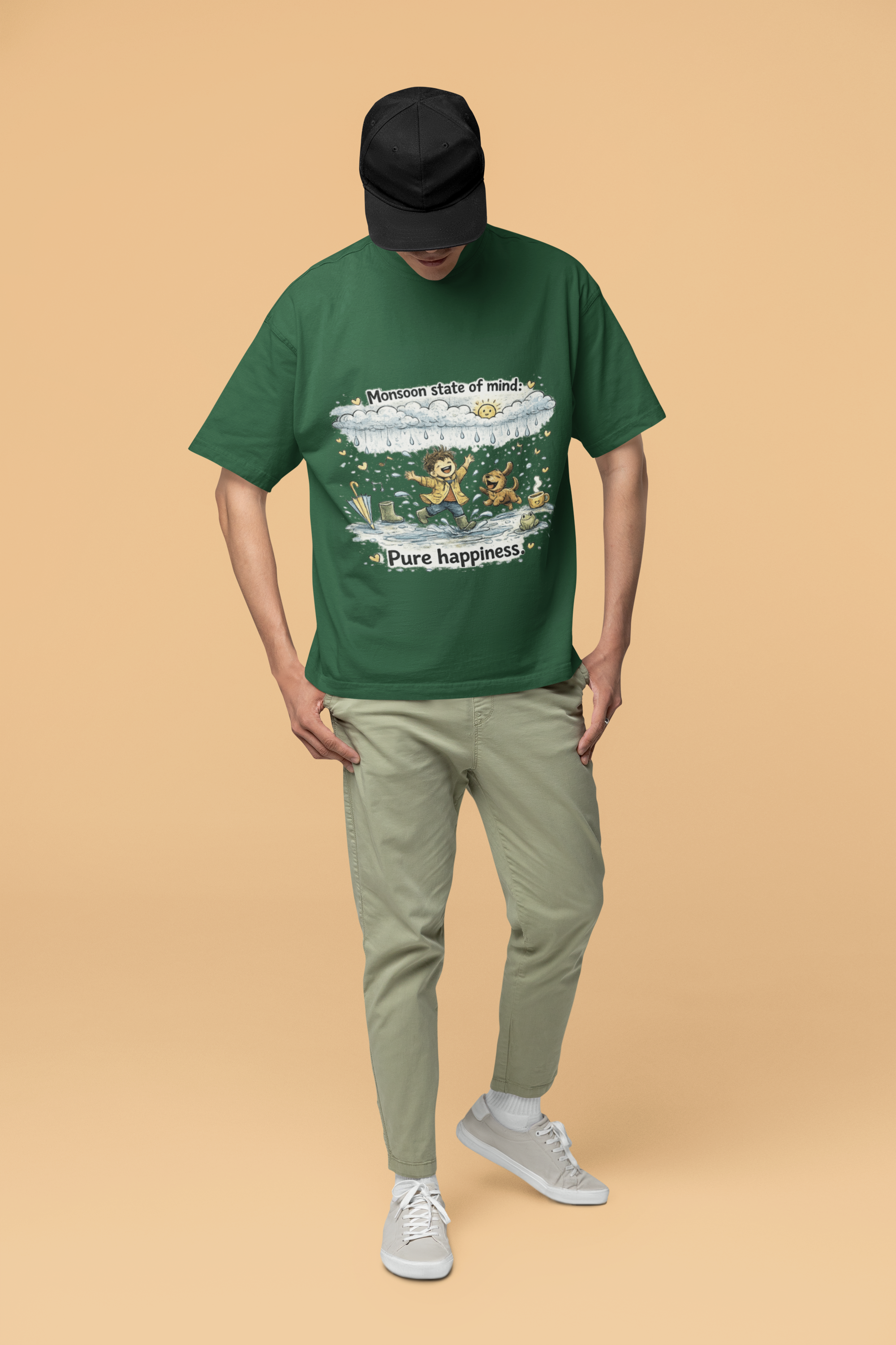 Snuggle Spot Monsoon State of mind Mixed Shade Unisex Terry Oversized T-Shirt