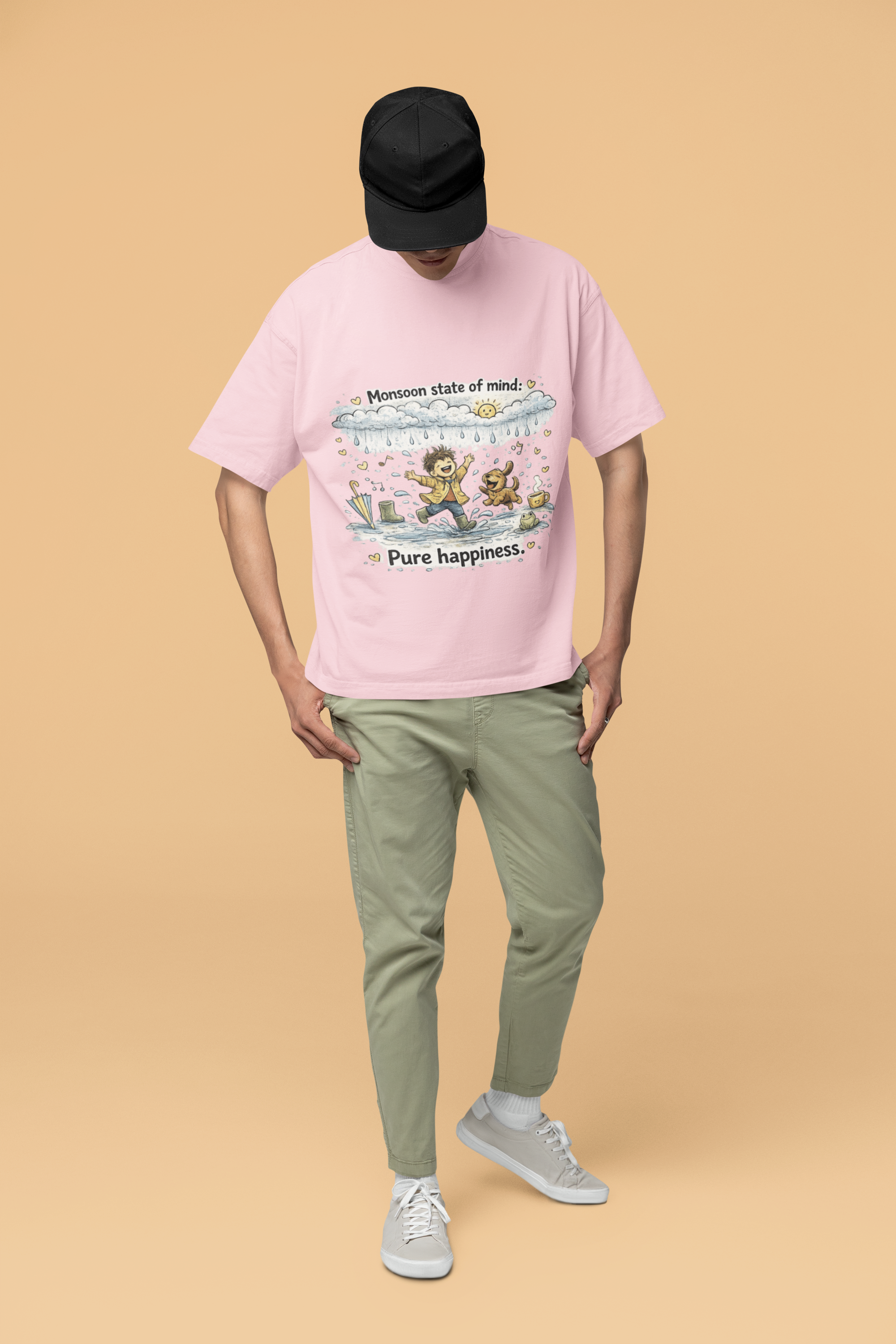 Snuggle Spot Monsoon State of mind Mixed Shade Unisex Terry Oversized T-Shirt