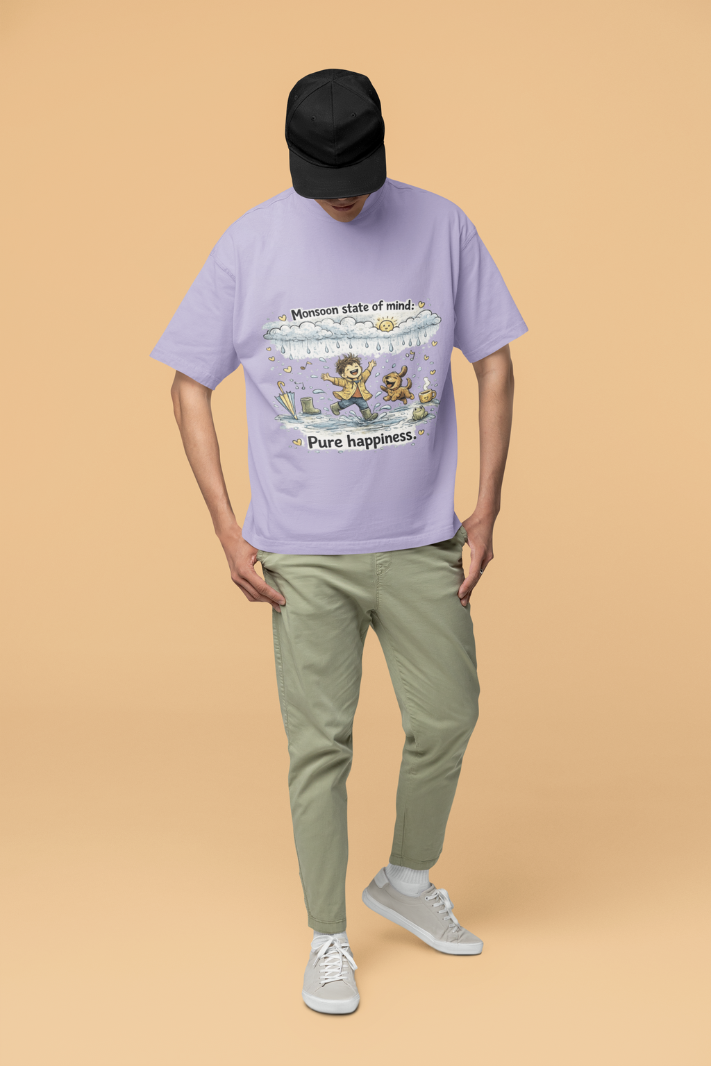 Snuggle Spot Monsoon State of mind Mixed Shade Unisex Terry Oversized T-Shirt