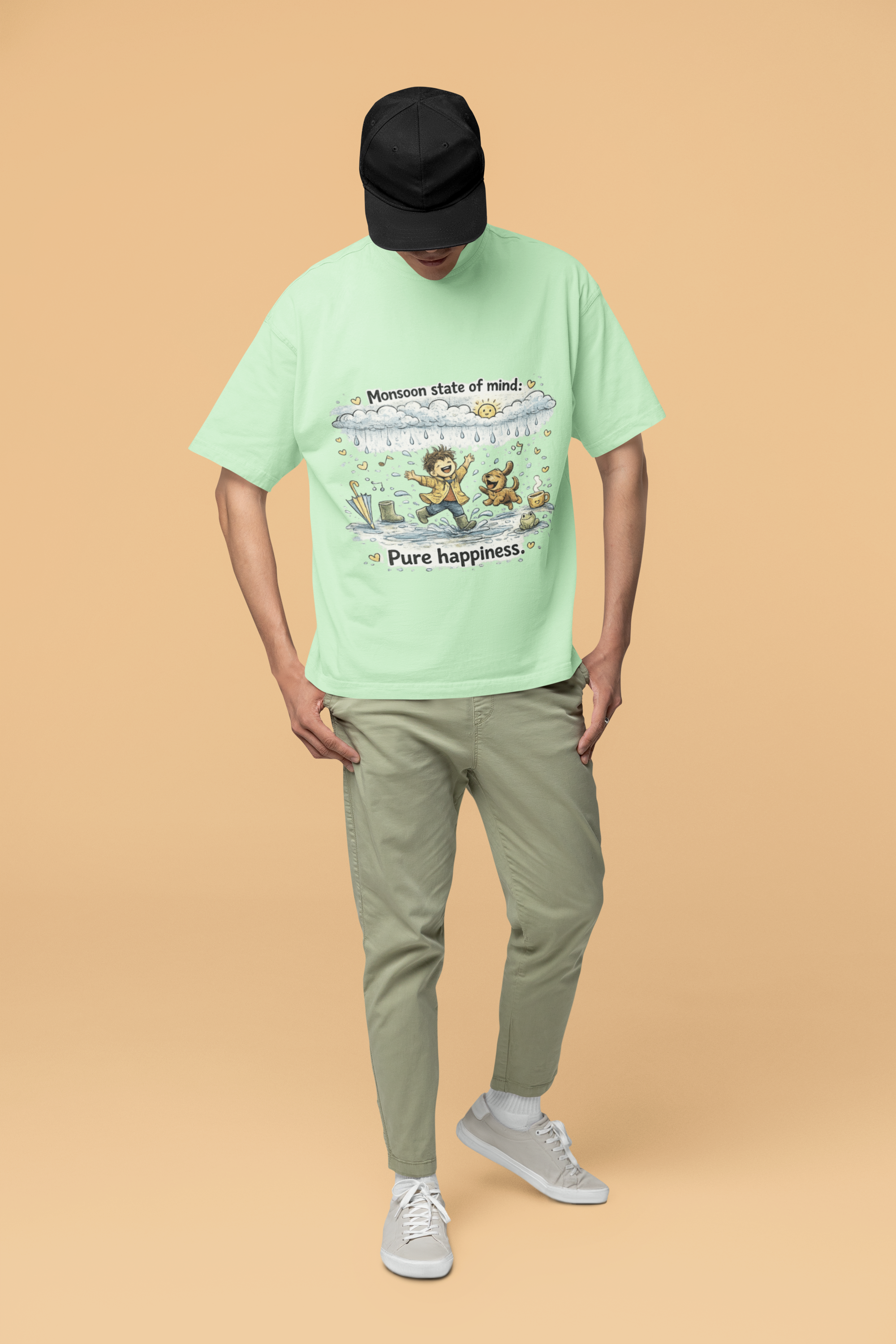 Snuggle Spot Monsoon State of mind Mixed Shade Unisex Terry Oversized T-Shirt