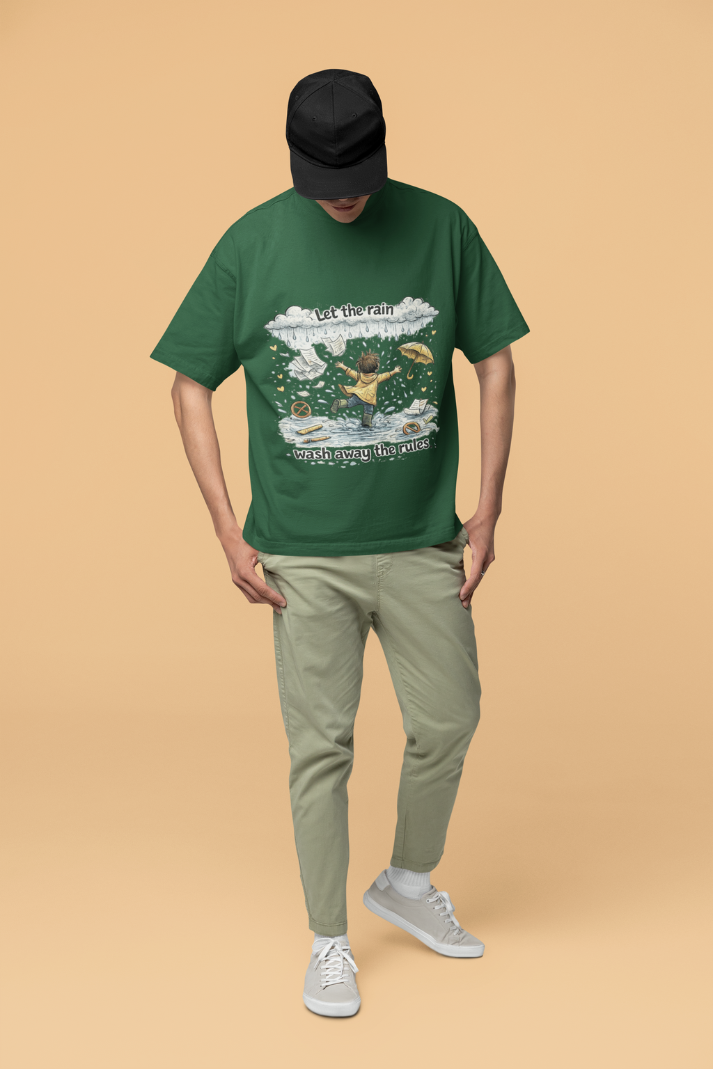 Snuggle Spot Let the rain wash away the rules Mixed Shade Unisex Oversized T-Shirt
