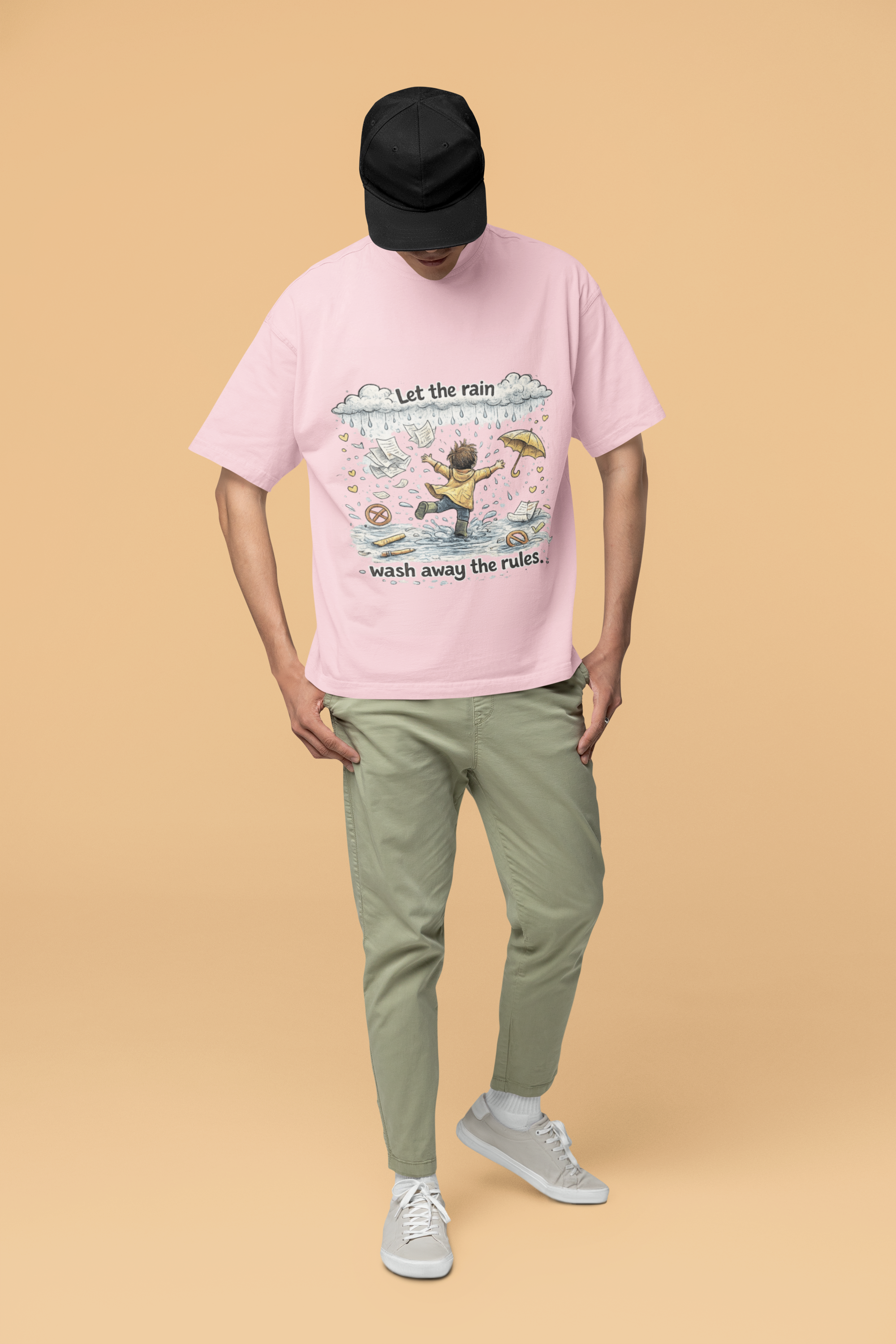 Snuggle Spot Let the rain wash away the rules Mixed Shade Unisex Oversized T-Shirt