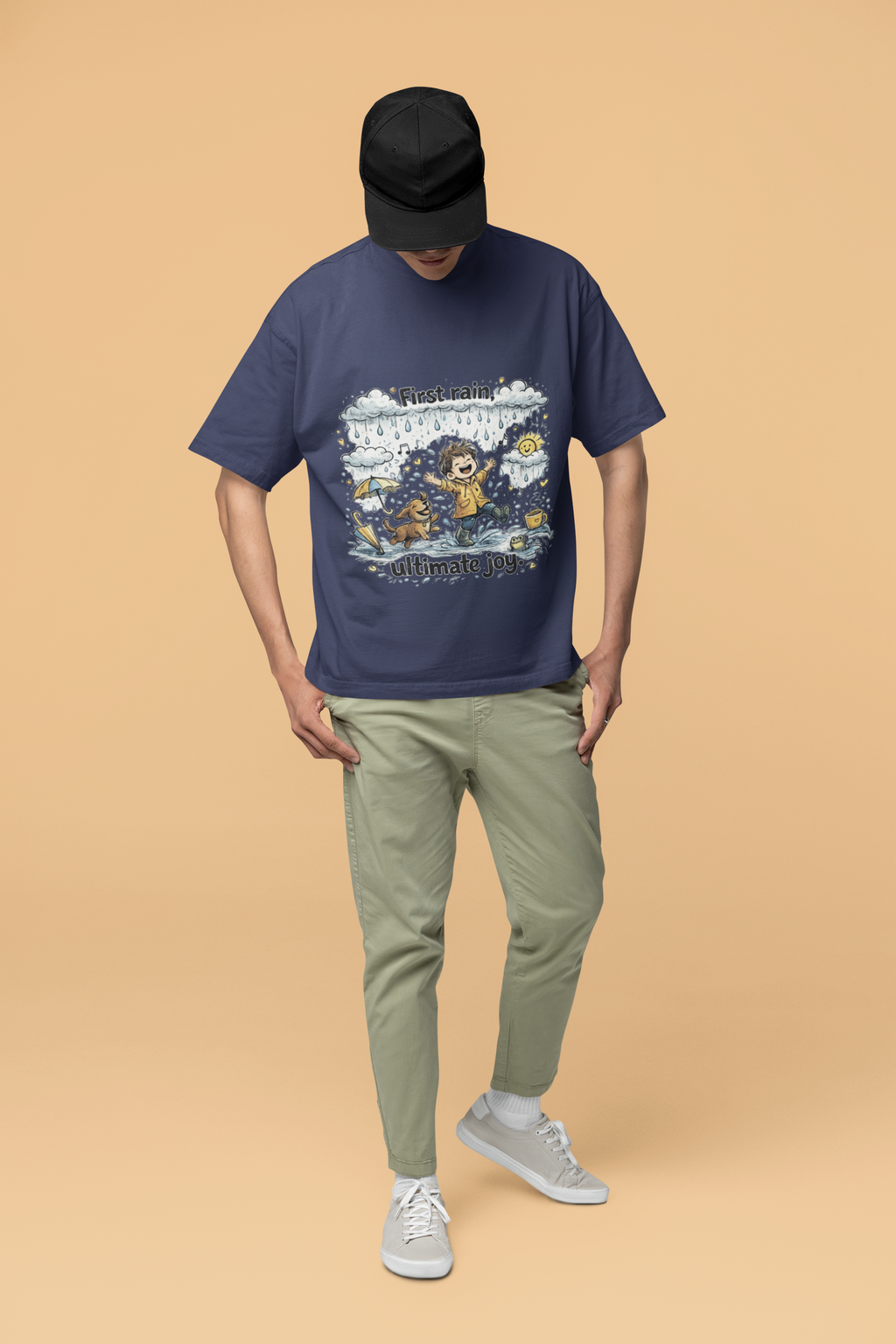 Snuggle Spot First Rain Ultimate Joy Mixed Shade Unisex Terry Oversized T-Shirt