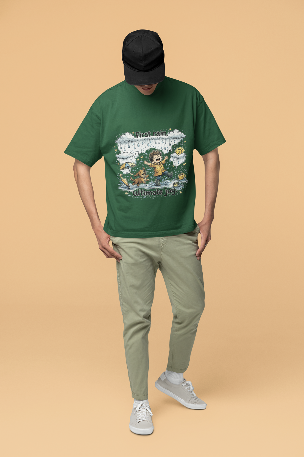 Snuggle Spot First Rain Ultimate Joy Mixed Shade Unisex Terry Oversized T-Shirt
