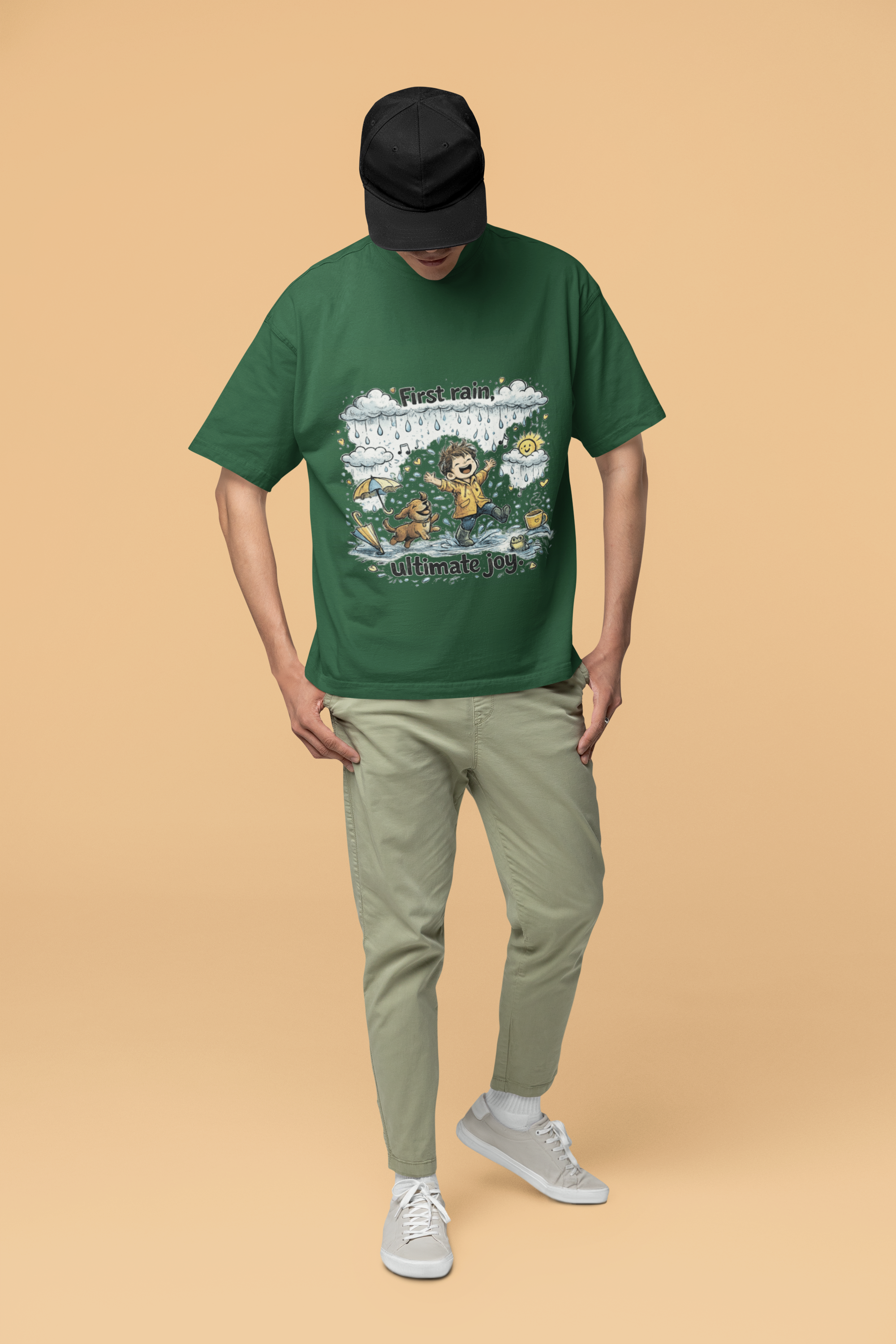 Snuggle Spot First Rain Ultimate Joy Mixed Shade Unisex Terry Oversized T-Shirt