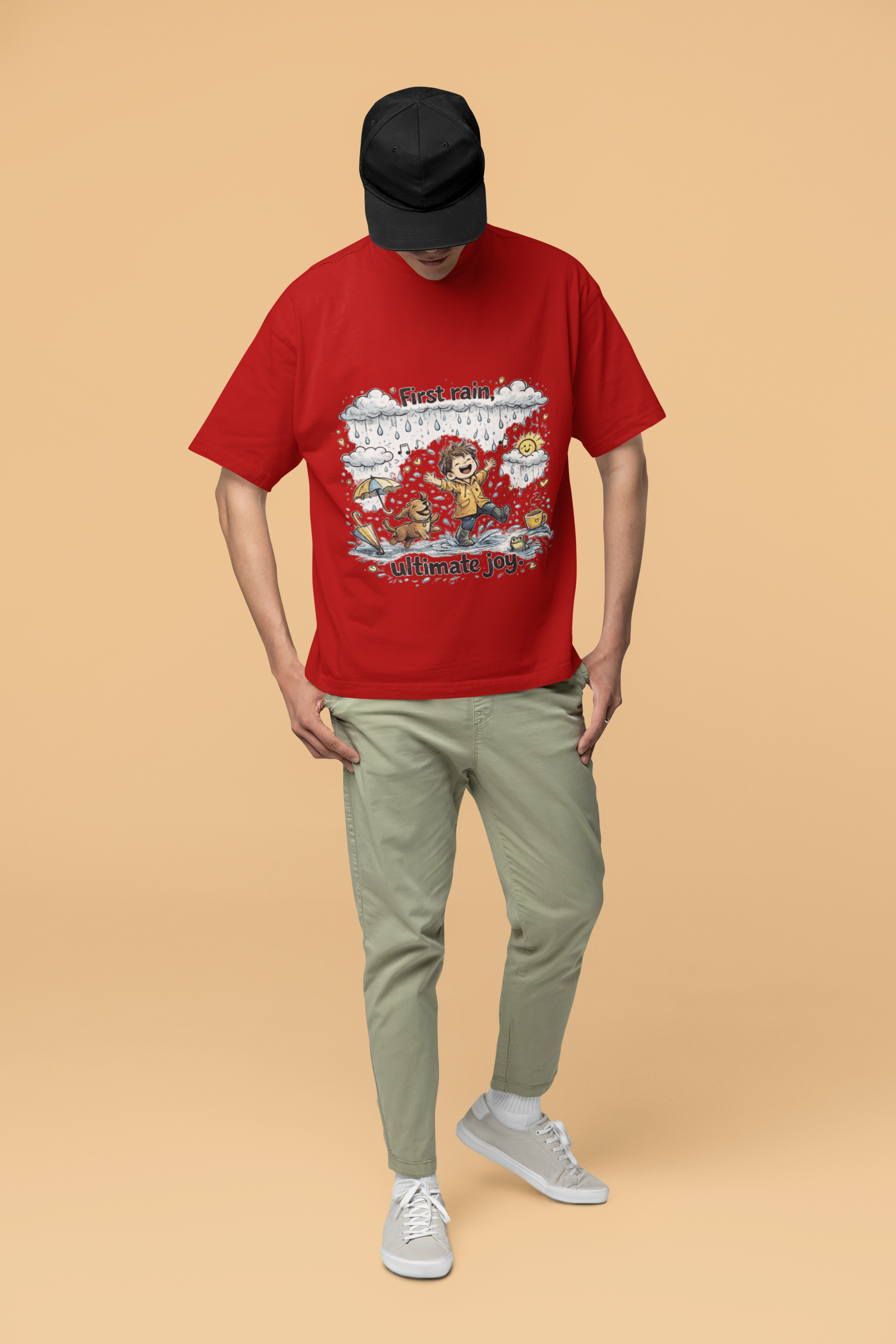 Snuggle Spot First Rain Ultimate Joy Mixed Shade Unisex Terry Oversized T-Shirt