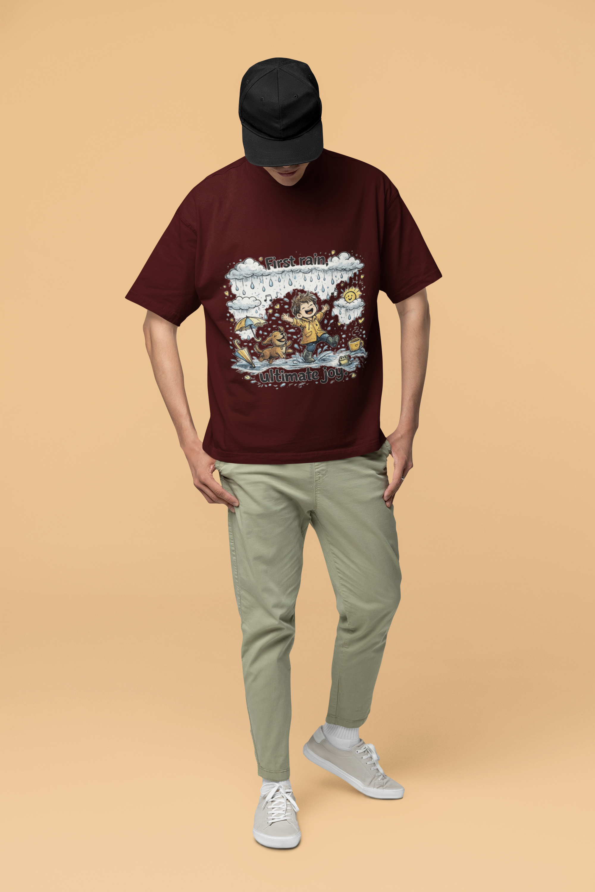Snuggle Spot First Rain Ultimate Joy Mixed Shade Unisex Terry Oversized T-Shirt
