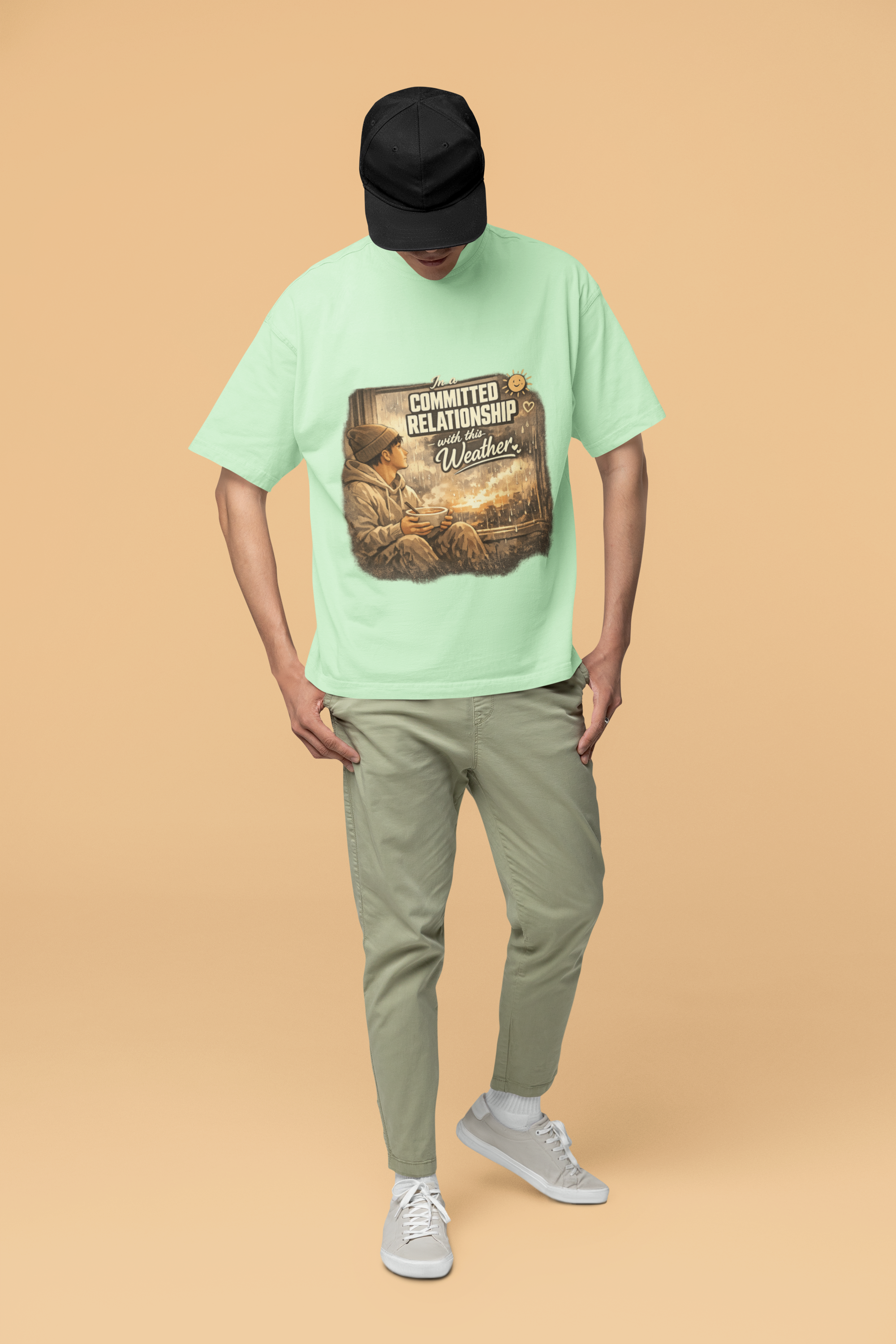 Snuggle Spot In A Committed Relationship Mixed Shade Unisex Terry Oversized T-Shirt