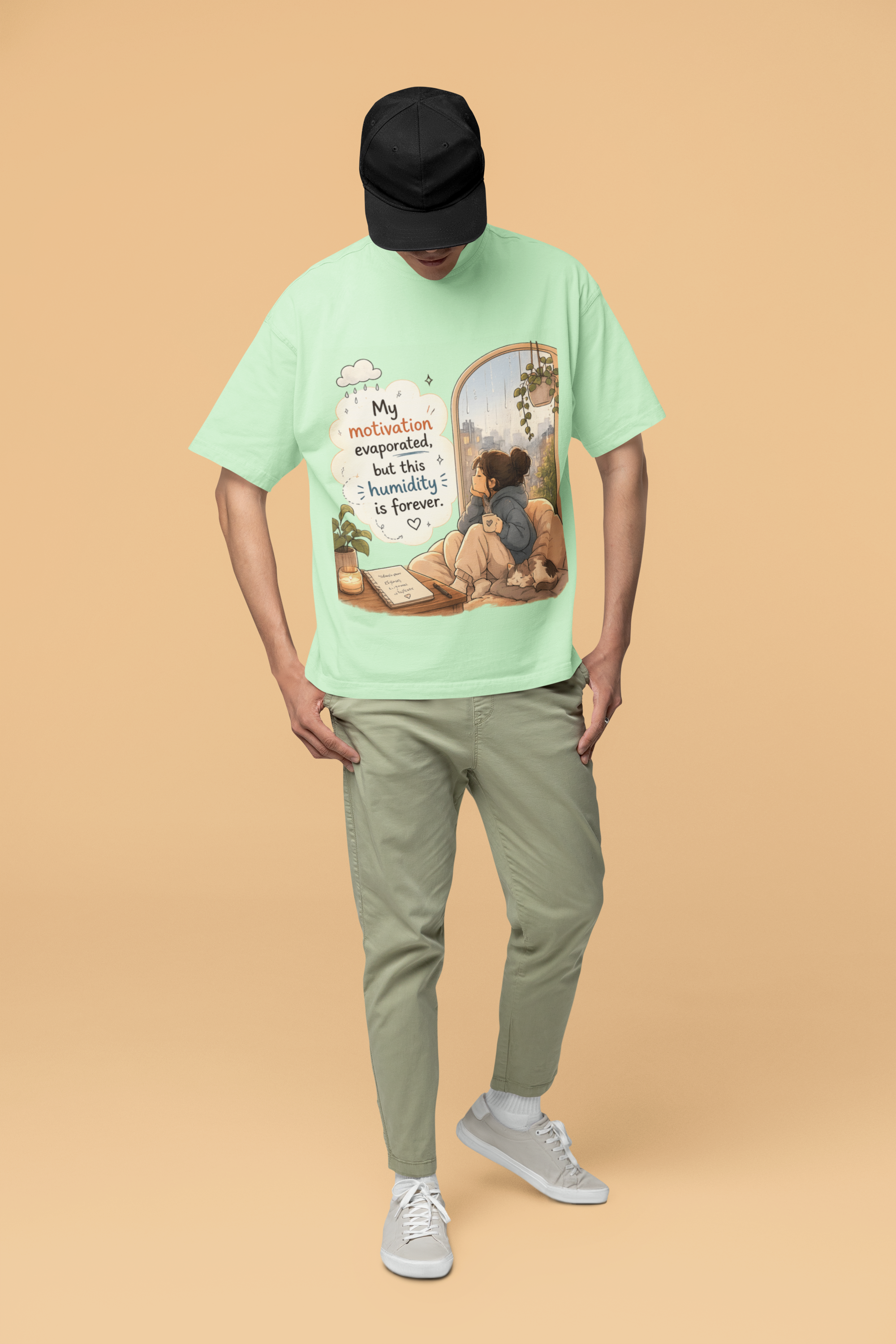 Snuggle Spot My Motivation Evaporated Mixed Shade Unisex Terry Oversized T-Shirt