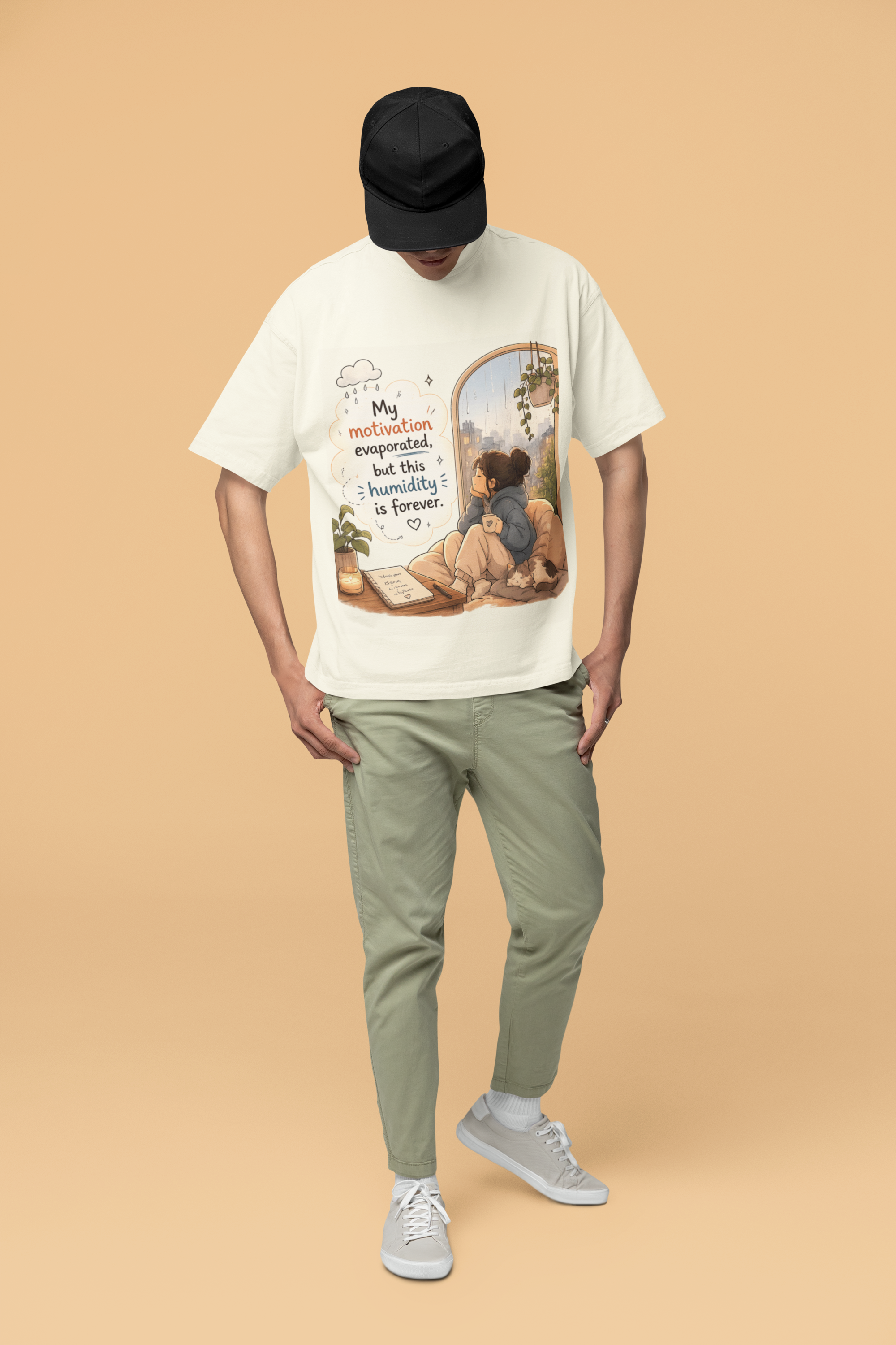 Snuggle Spot My Motivation Evaporated Mixed Shade Unisex Terry Oversized T-Shirt