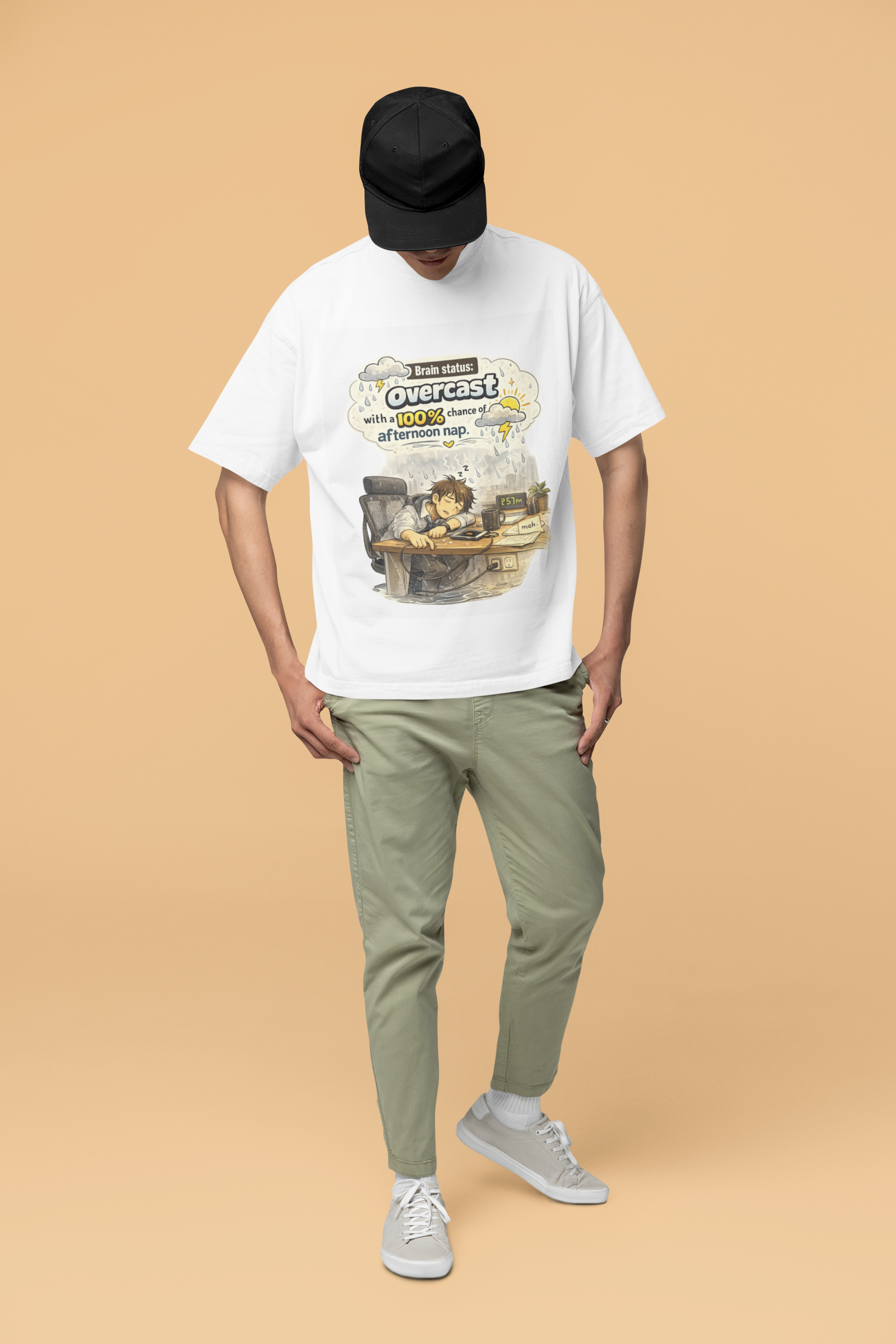 Snuggle Spot Brain Status: Overcast Mixed Shade Unisex Terry Oversized T-Shirt