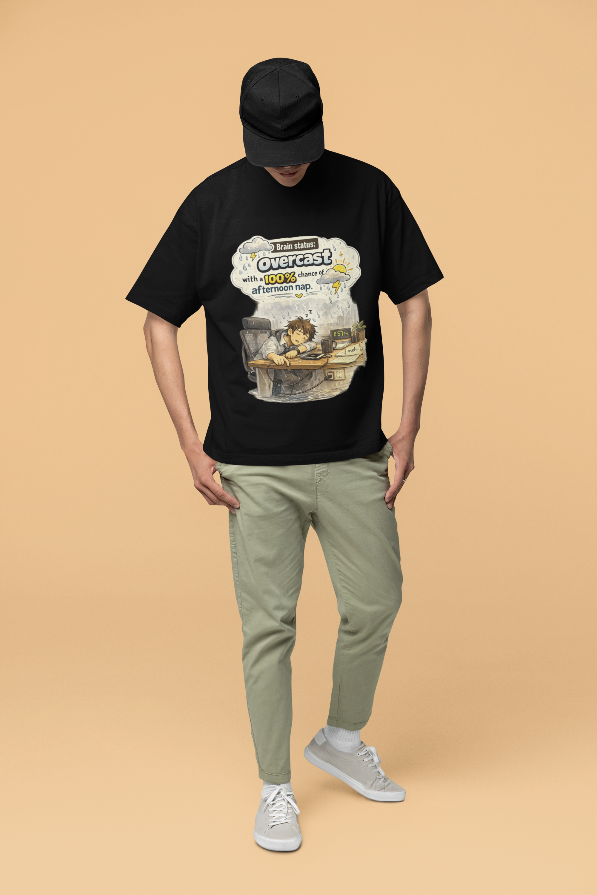 Snuggle Spot Brain Status: Overcast Mixed Shade Unisex Terry Oversized T-Shirt